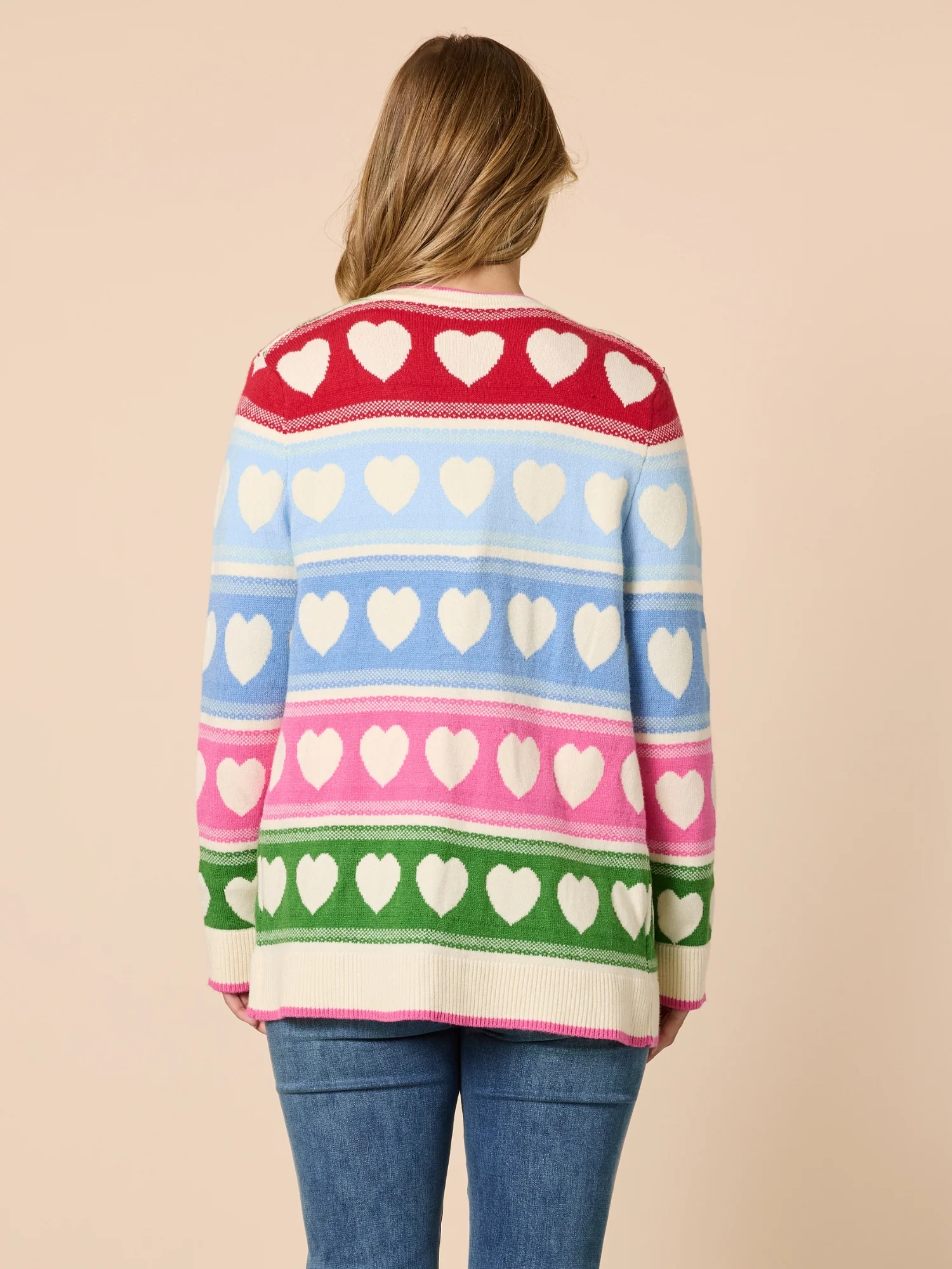 Chic Hearts Print Cardigan - Pink/Multi - Image 4
