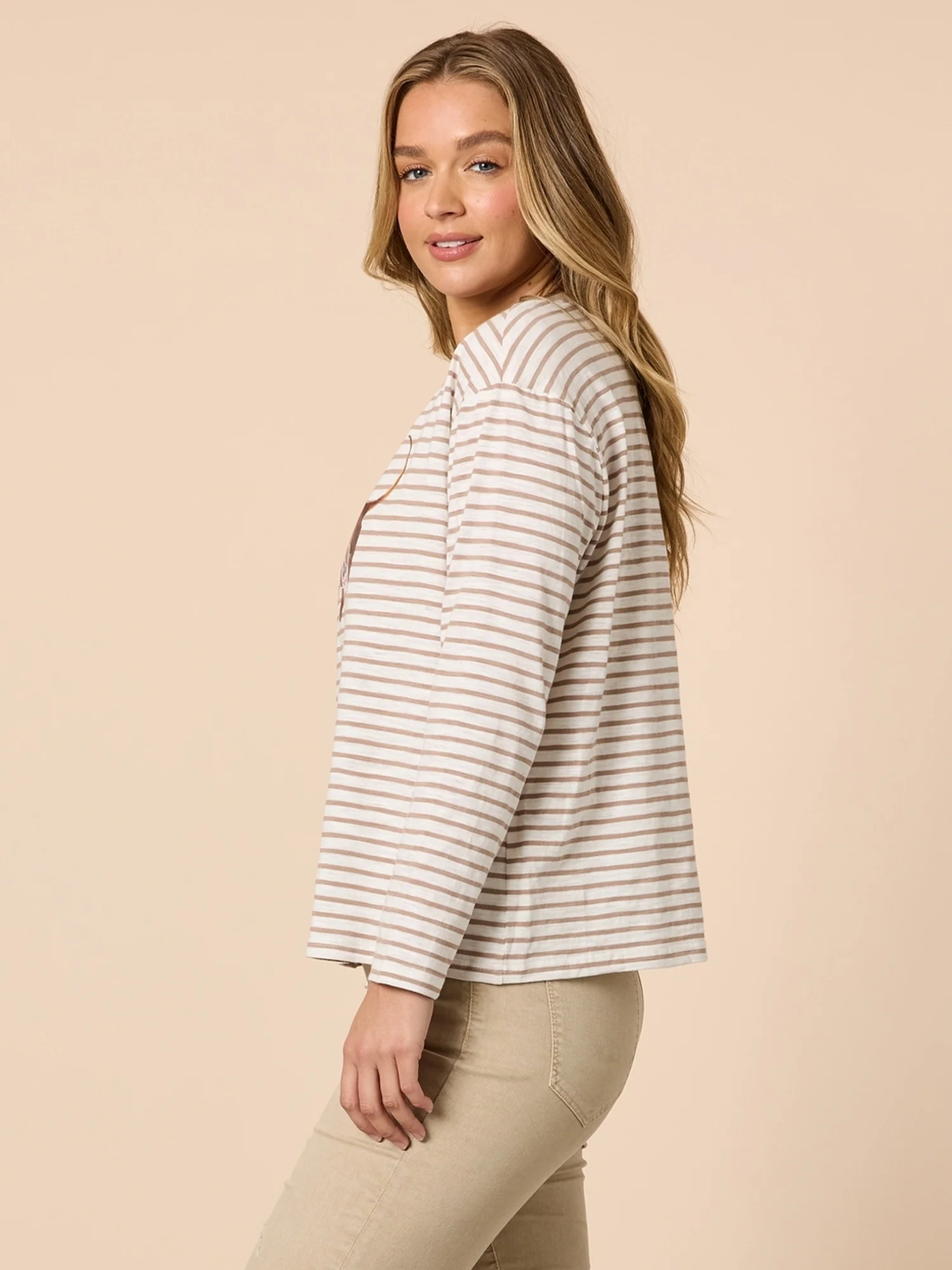 Chien Chic Stripe Print Tee - Natural - Image 3