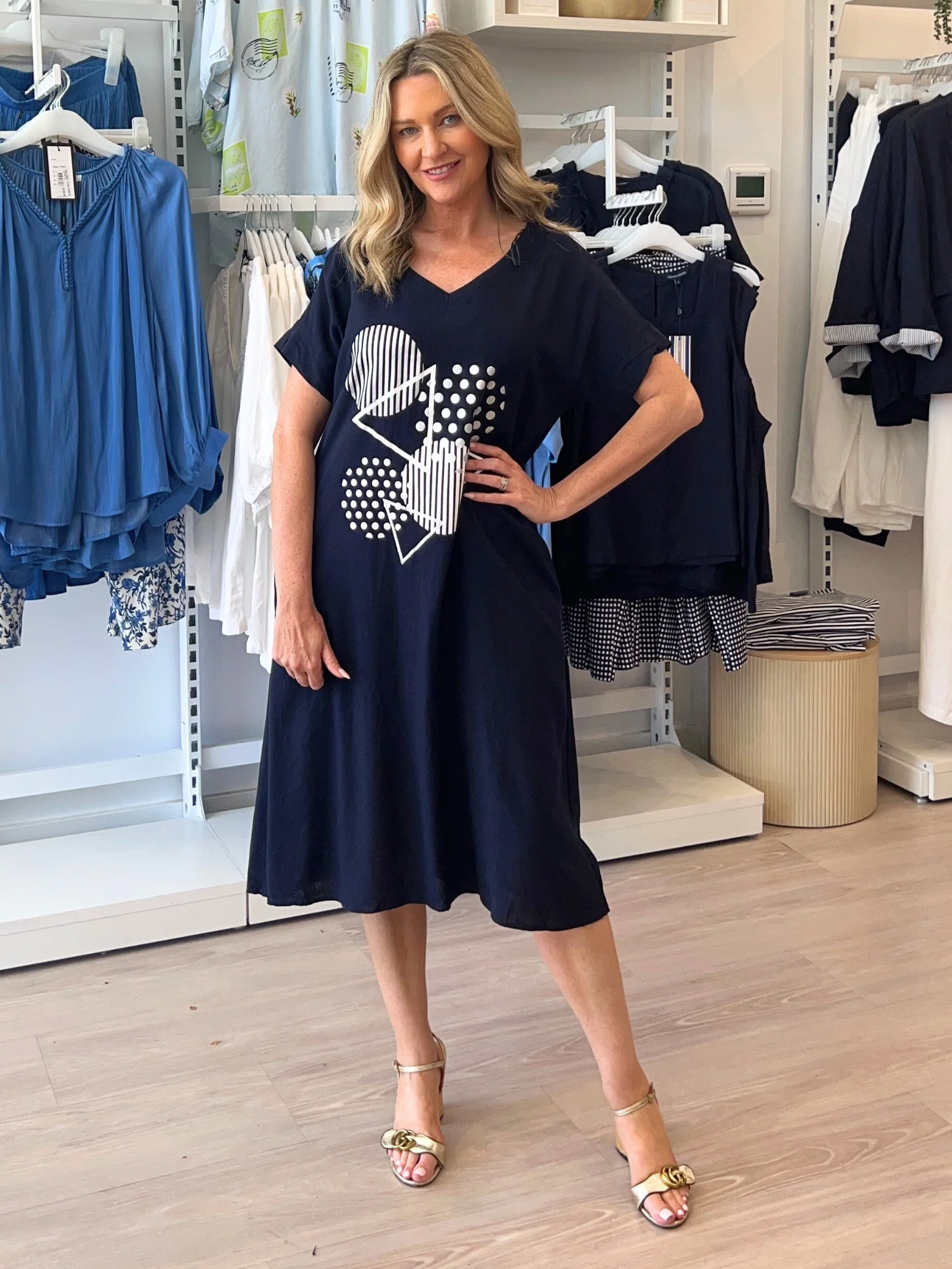 Circle on Circle Dress - Navy - Image 3