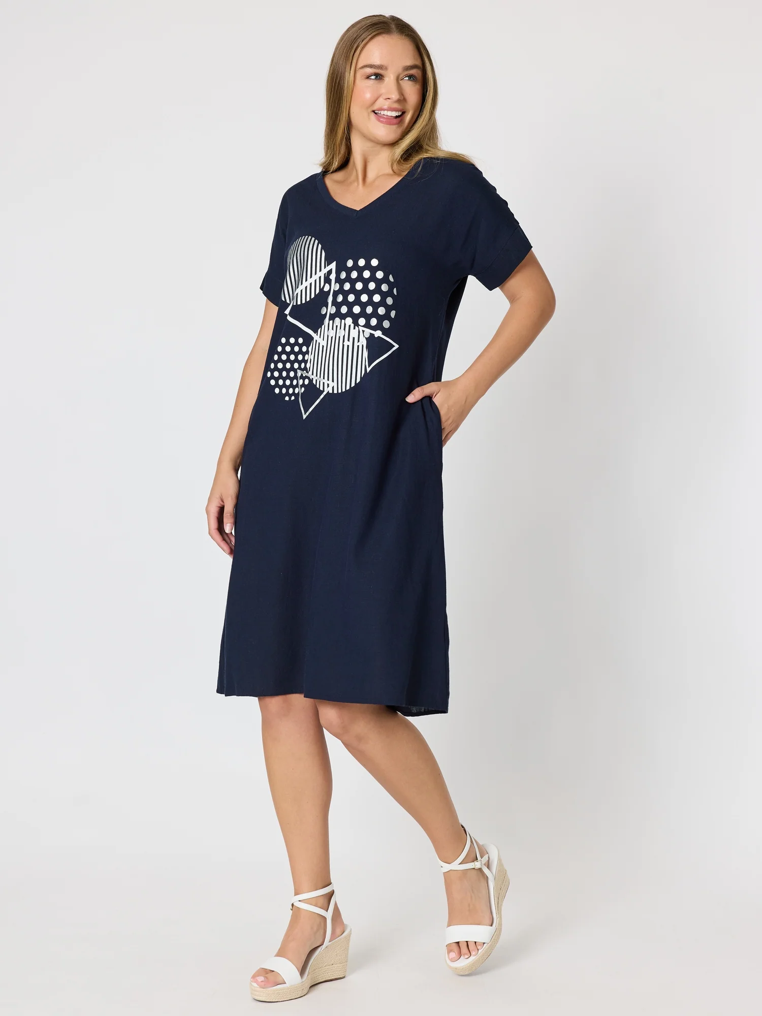 Circle on Circle Dress - Navy - Image 5