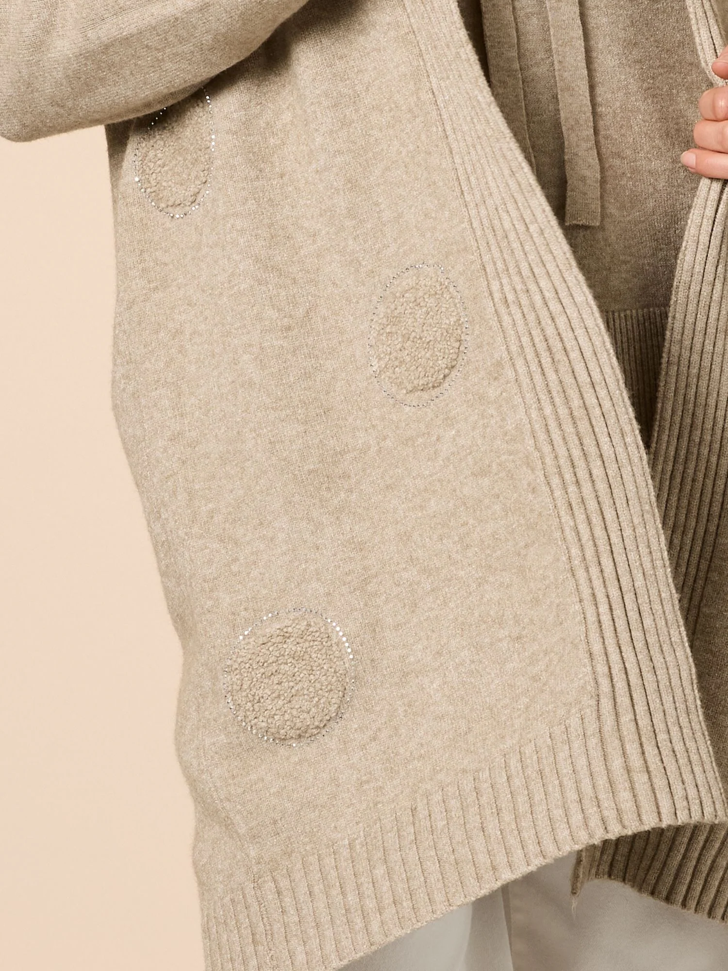 Cirque Diamante Spot Longline Cardigan - Latte - Image 5