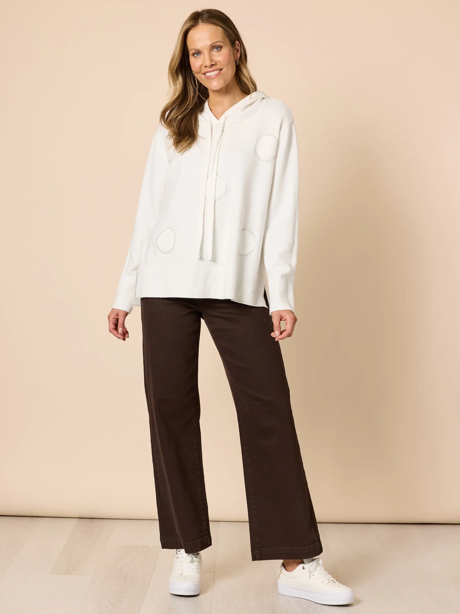Cirque Hooded Spot Diamante Knit - Winter White - Image 2