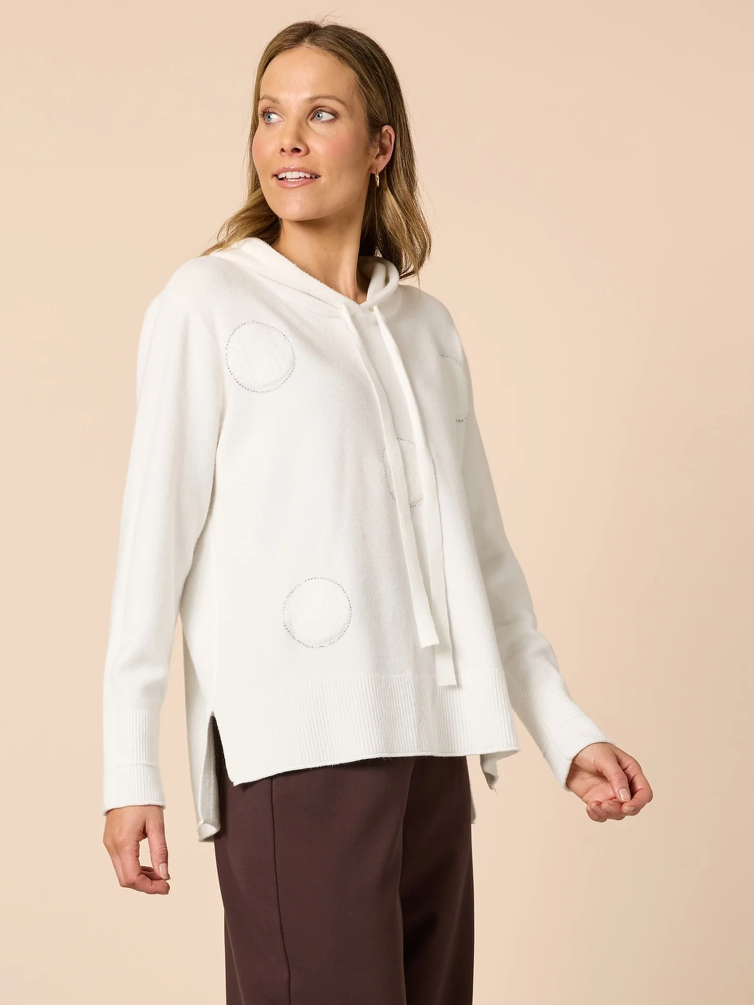 Cirque Hooded Spot Diamante Knit - Winter White - Image 3