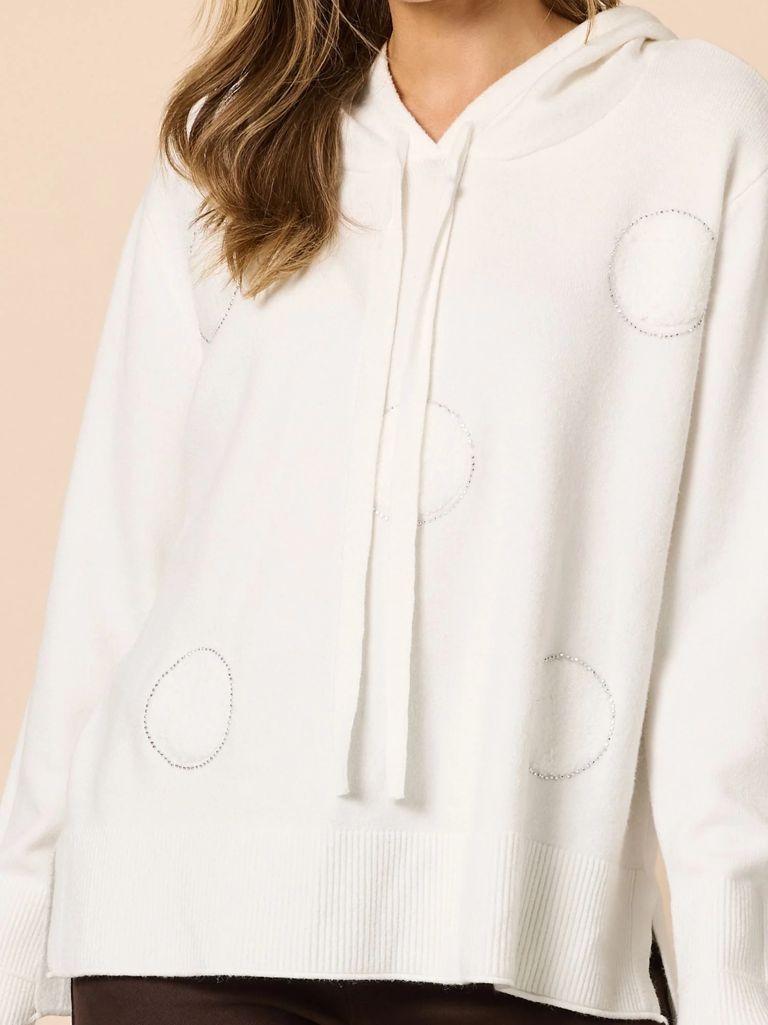 Cirque Hooded Spot Diamante Knit - Winter White - Image 5