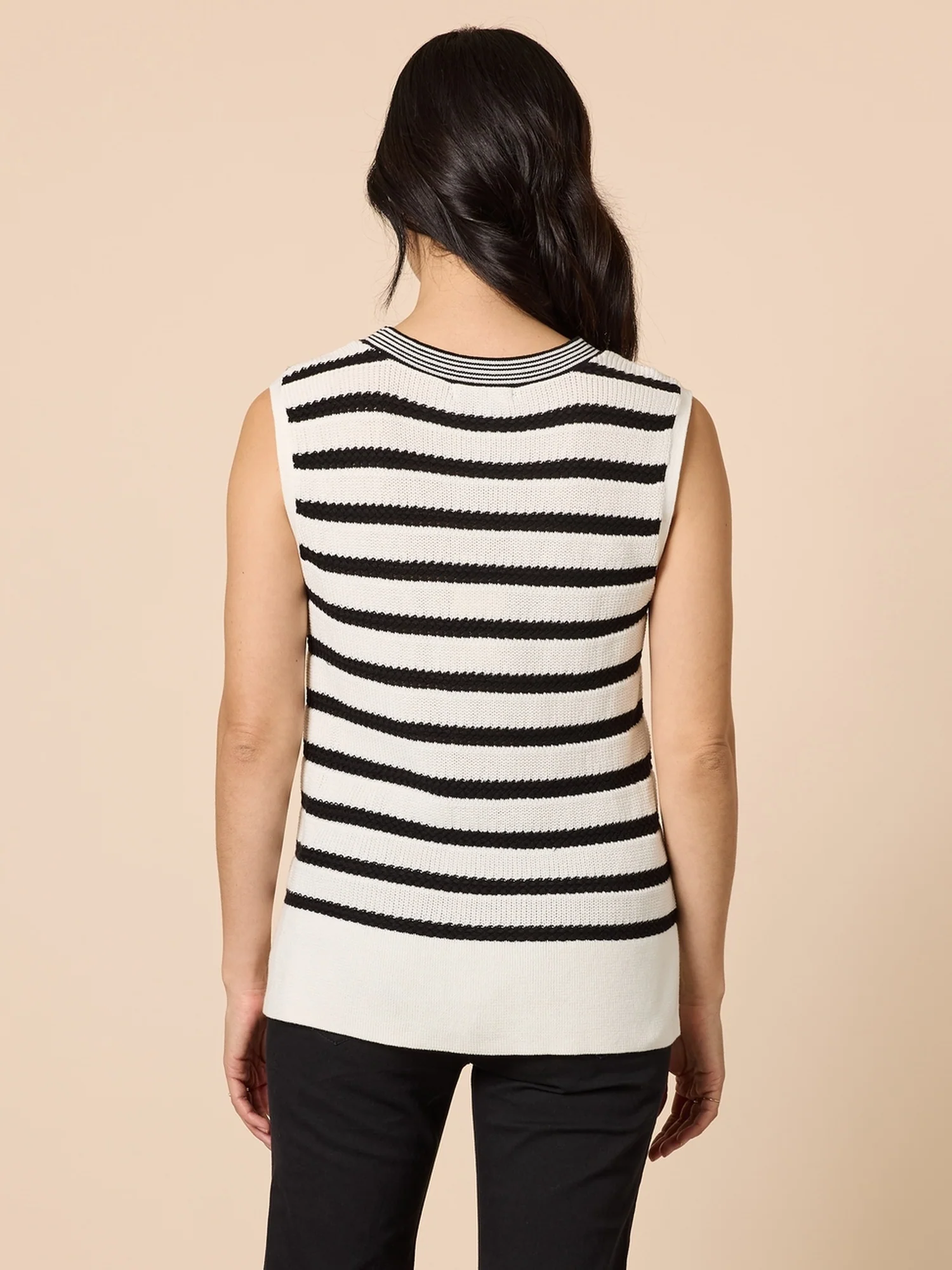 City Stripe Sleeveless Knit - Ivory/Black - Image 4