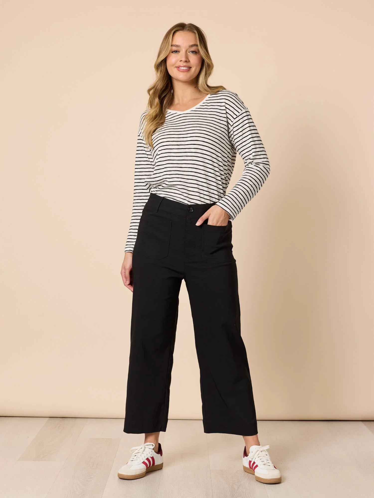City Stripe Long Sleeve Tee - Black/Ivory - Image 2