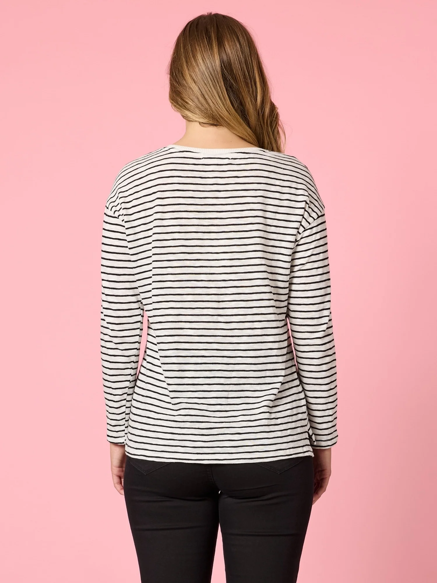 City Stripe Long Sleeve Tee - Black/Ivory - Image 4