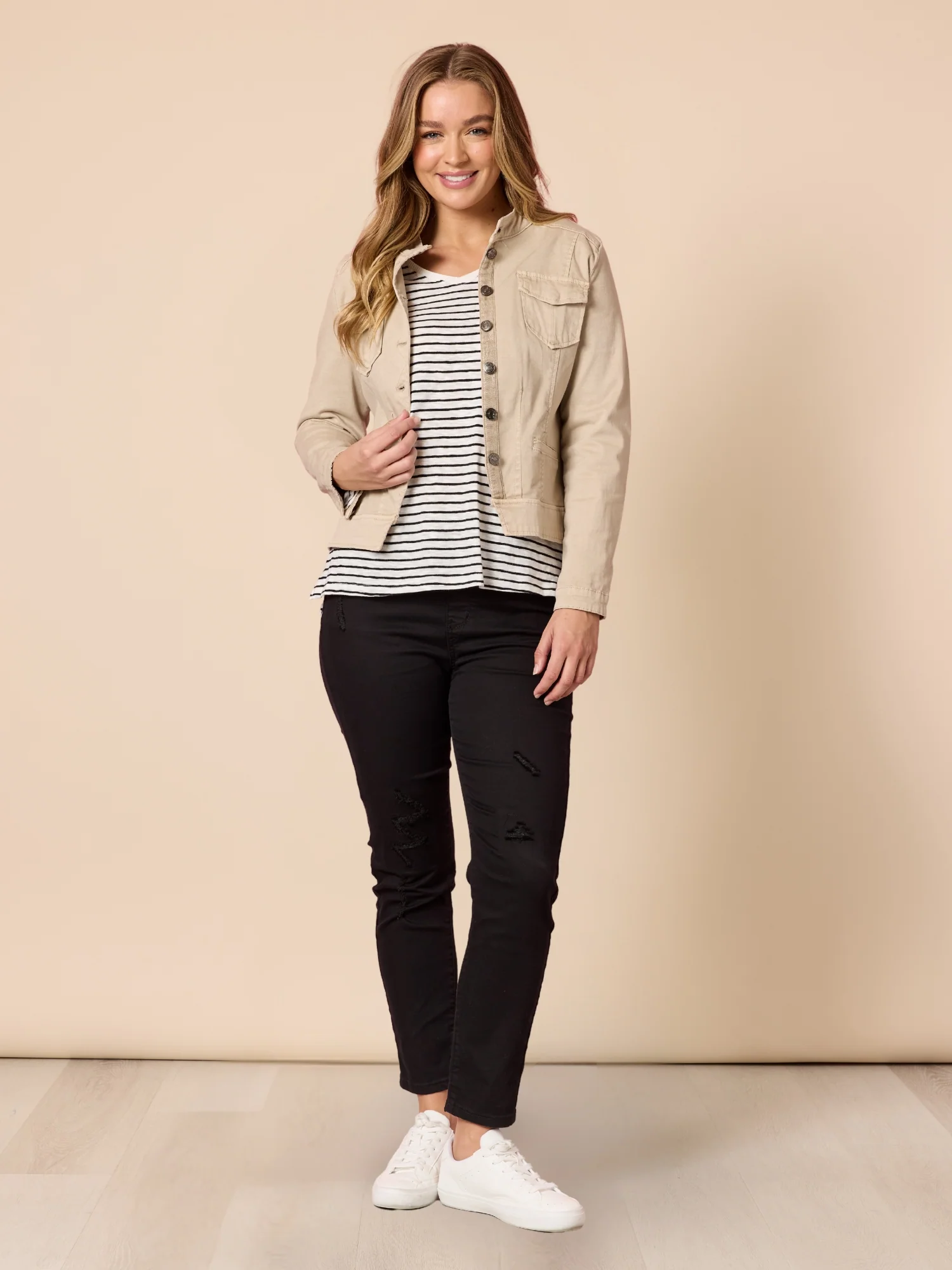 City Stripe Long Sleeve Tee - Black/Ivory - Image 5