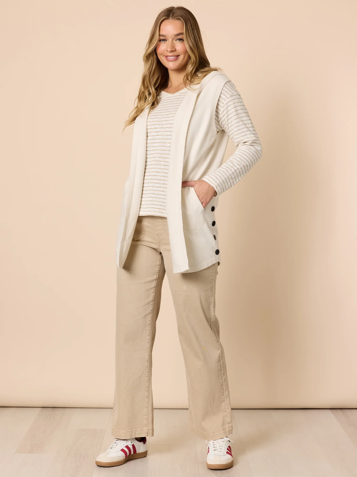 City Stripe Long Sleeve Tee - Natural Ivory - Image 2