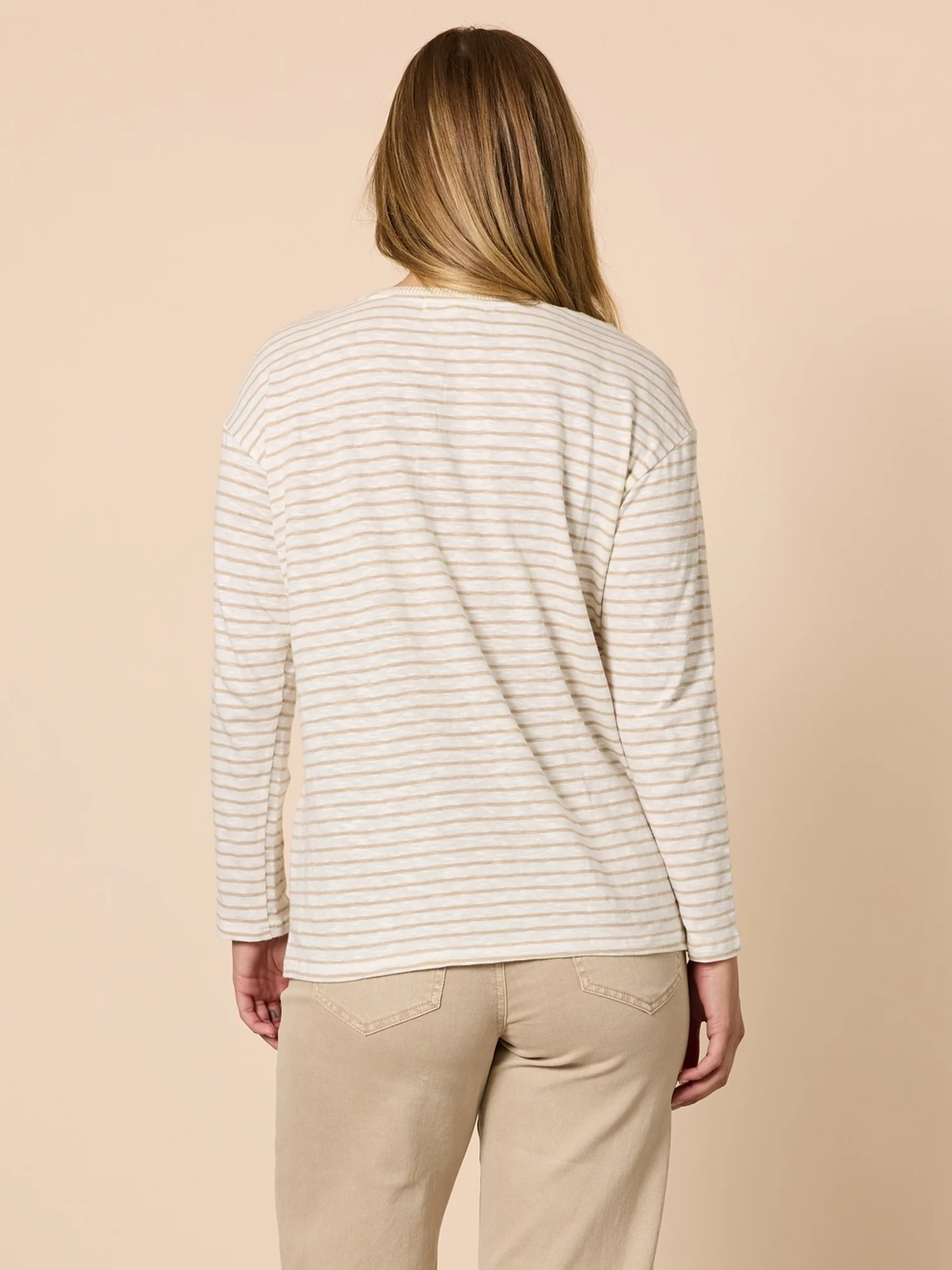 City Stripe Long Sleeve Tee - Natural Ivory - Image 4