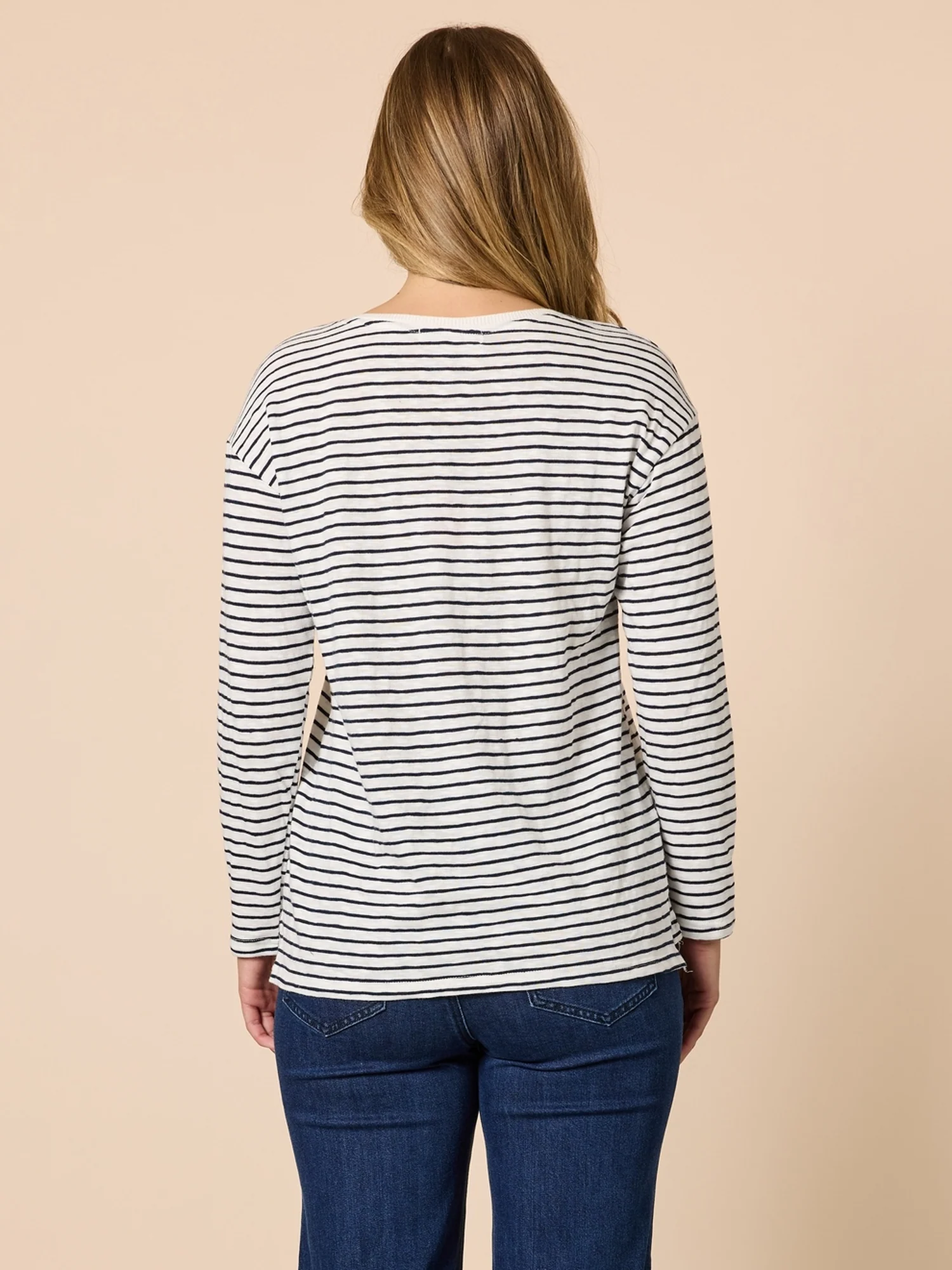 City Stripe Long Sleeve Tee - Navy/Ivory - Image 4
