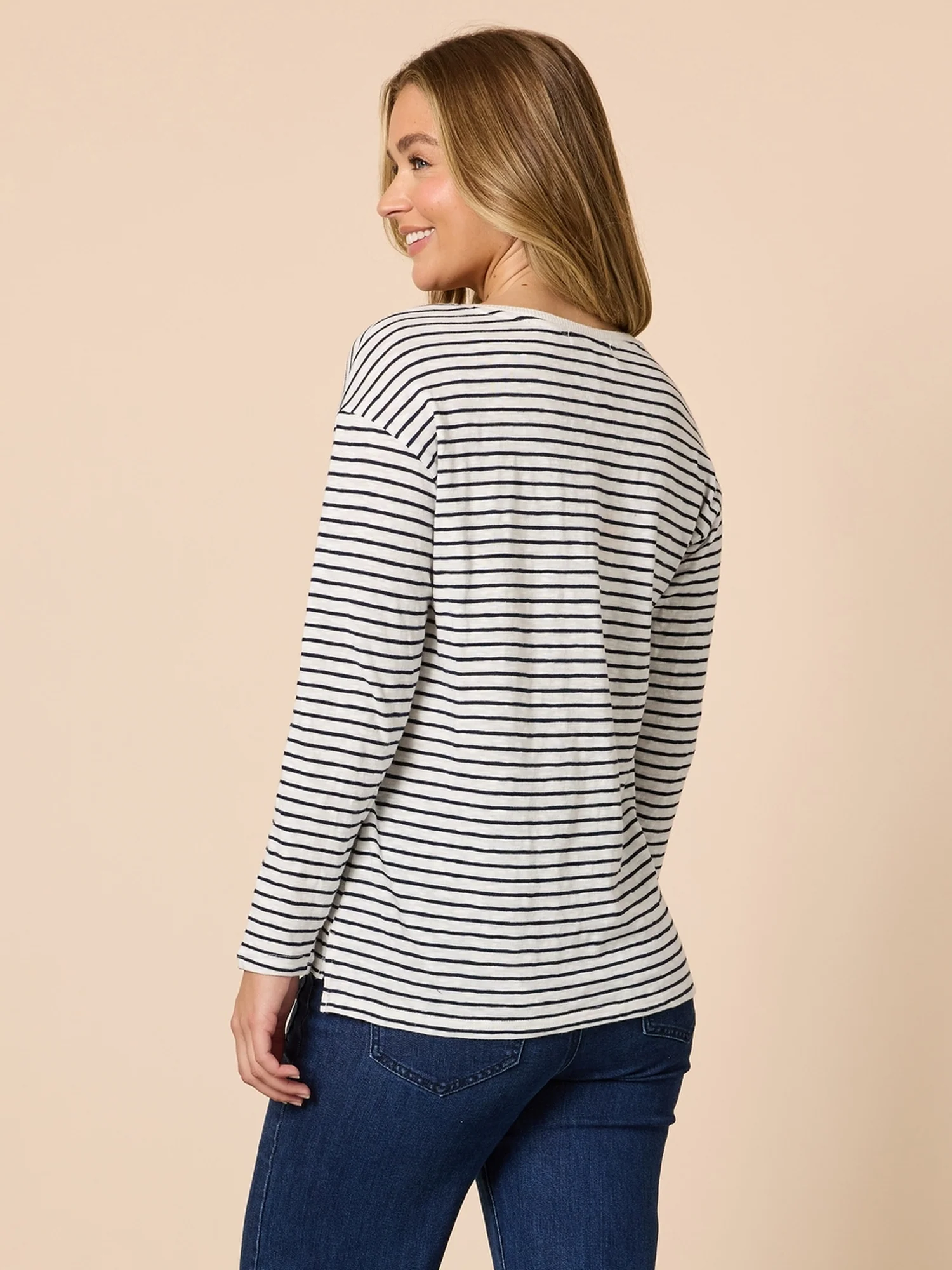 City Stripe Long Sleeve Tee - Navy/Ivory - Image 5