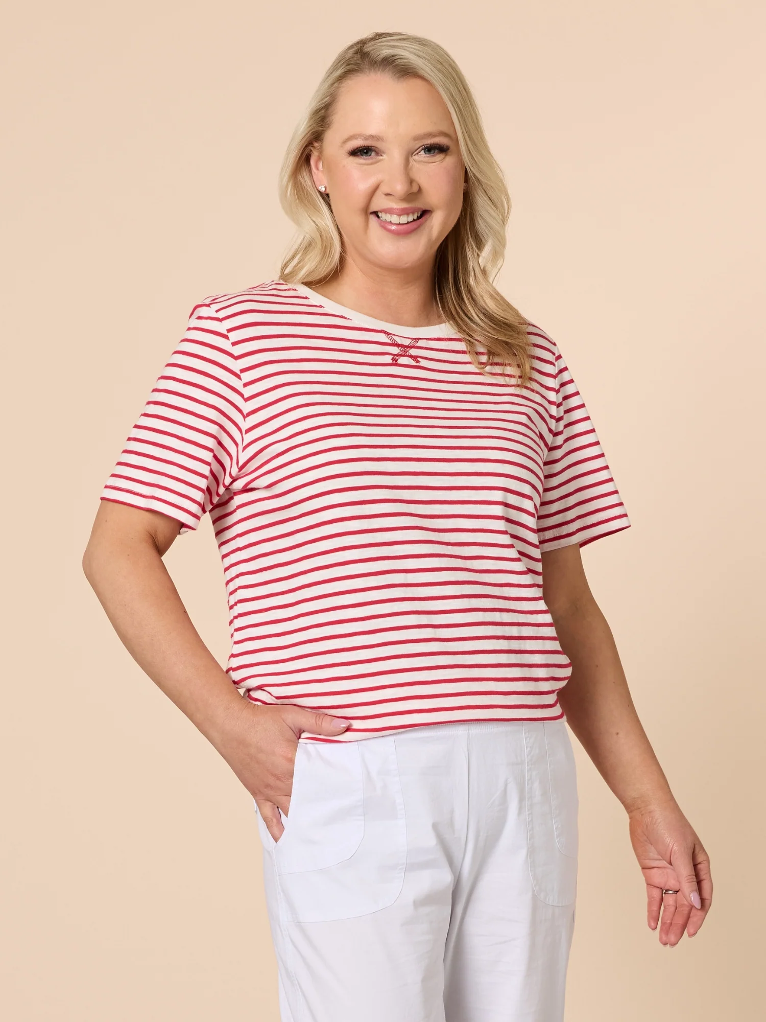 Classic Stripe Tee - Red/White - Image 8