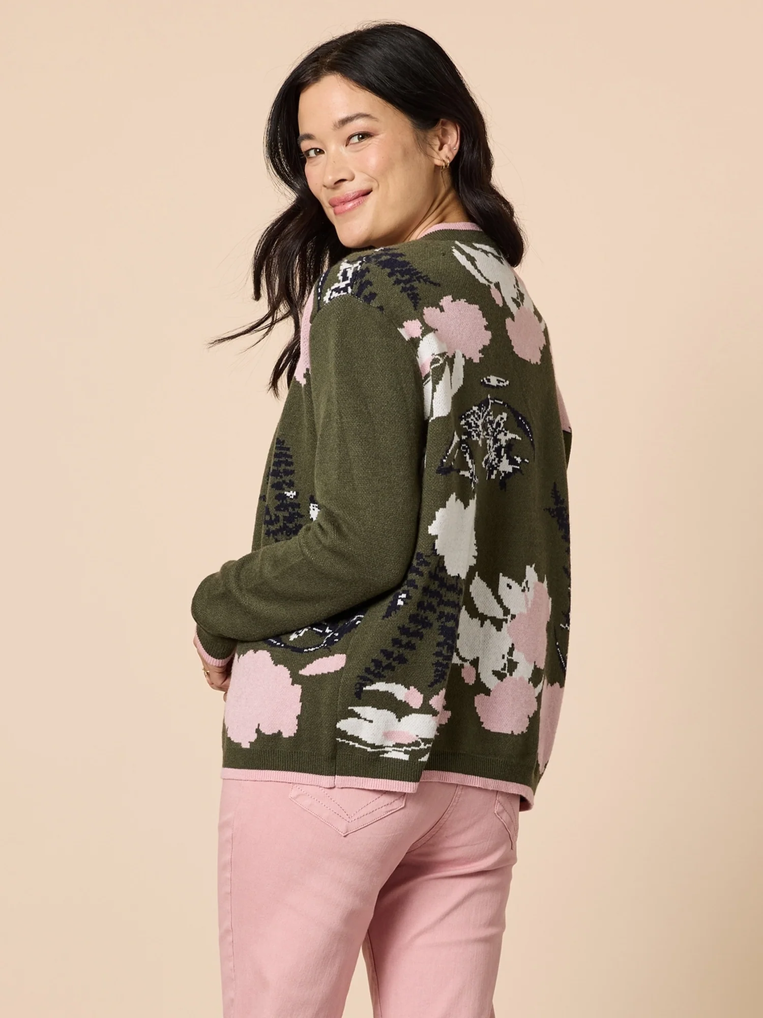 Colorado Floral Print Knit Cardigan - Khaki Multi - Image 4