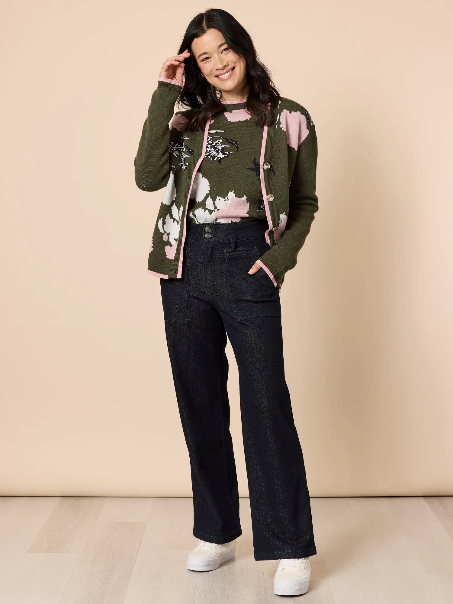 Colorado Floral Print Knit Cardigan - Khaki Multi - Image 6