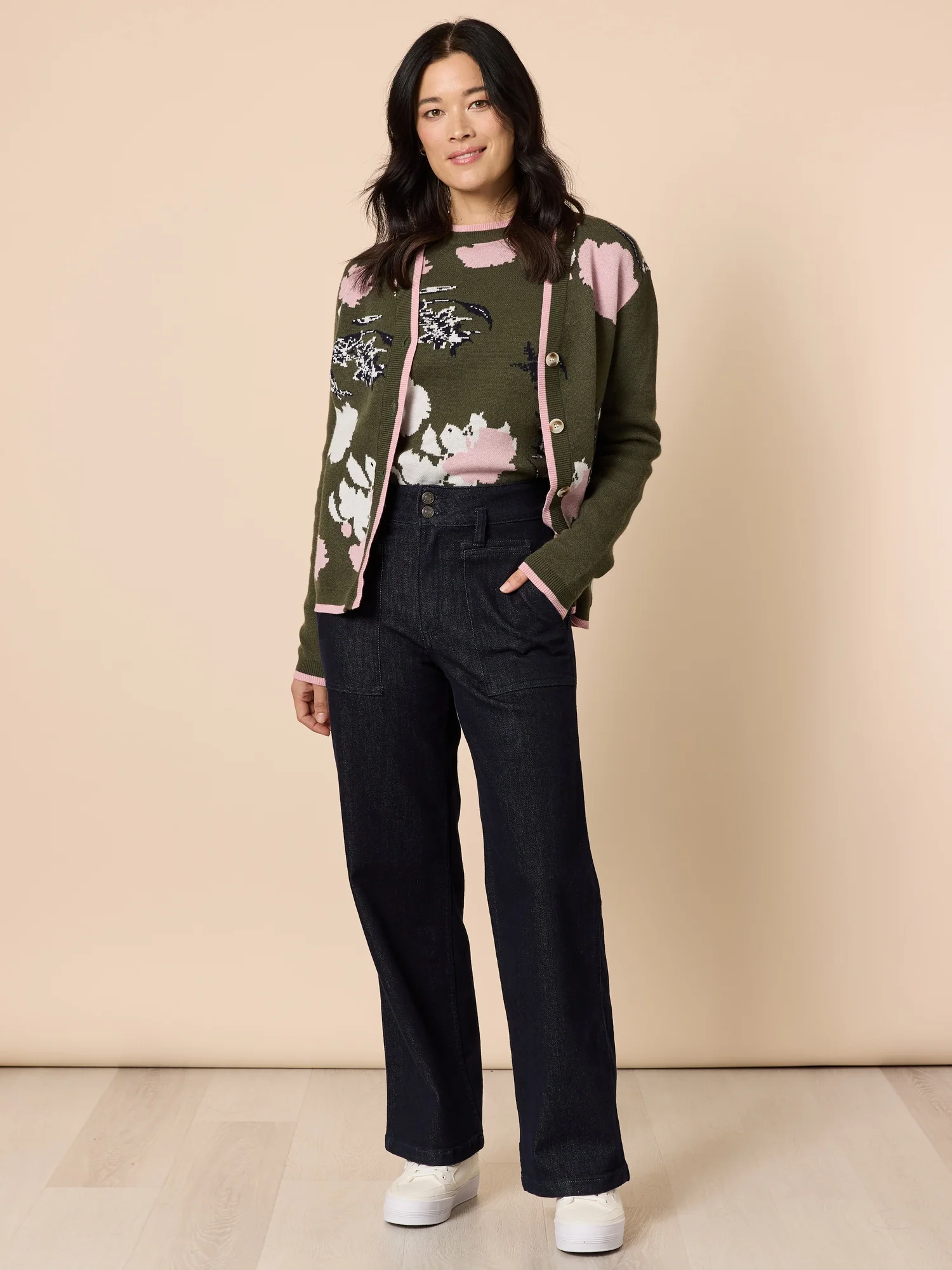 Colorado Floral Print Knit Jumper - Khaki Multi - Image 2