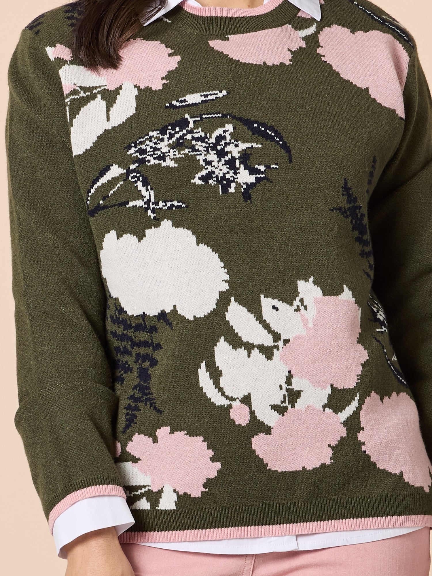 Colorado Floral Print Knit Jumper - Khaki Multi - Image 5
