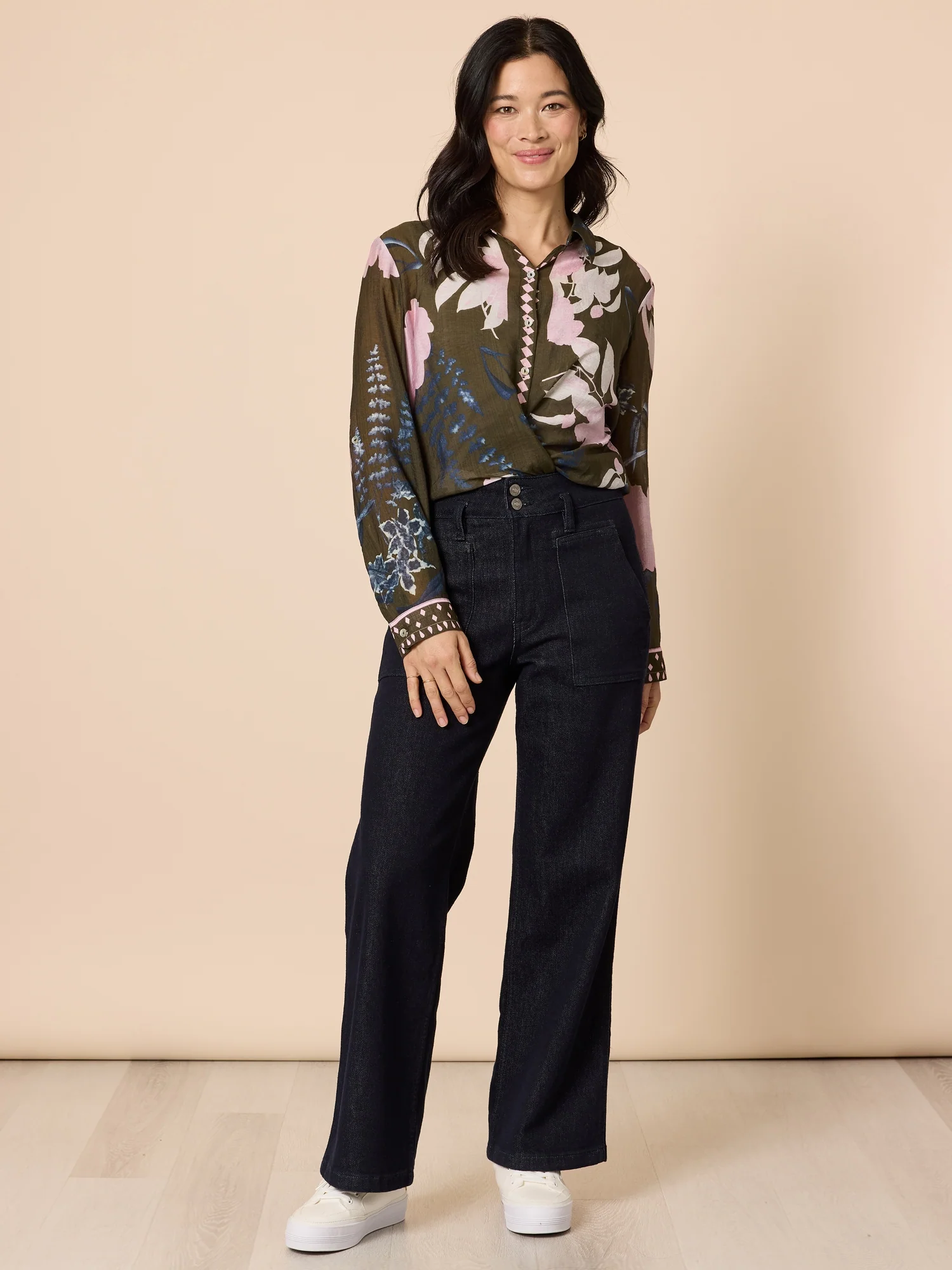 Colorado Floral Print Sheer Shirt - Khaki Multi - Image 3
