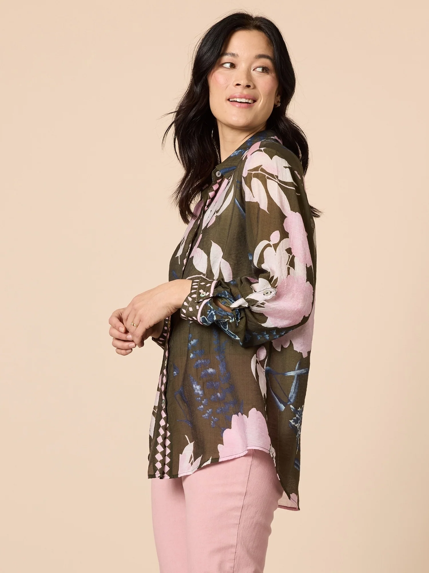 Colorado Floral Print Sheer Shirt - Khaki Multi - Image 4