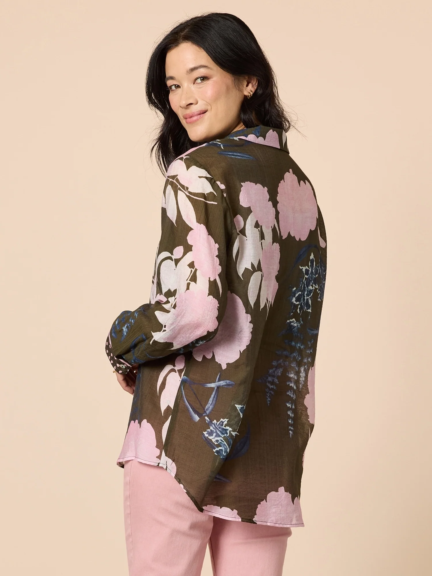Colorado Floral Print Sheer Shirt - Khaki Multi - Image 6
