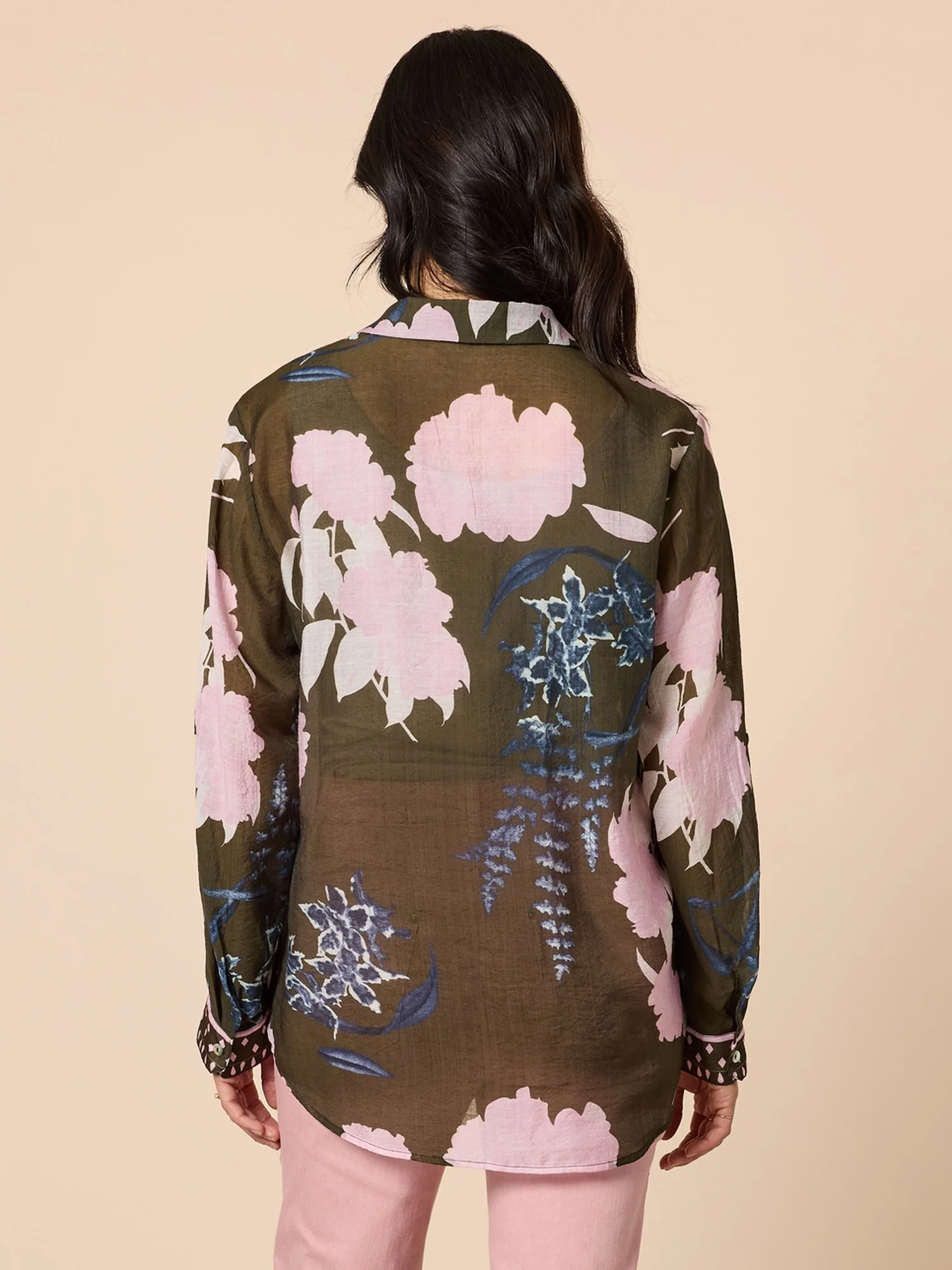 Colorado Floral Print Sheer Shirt - Khaki Multi - Image 7