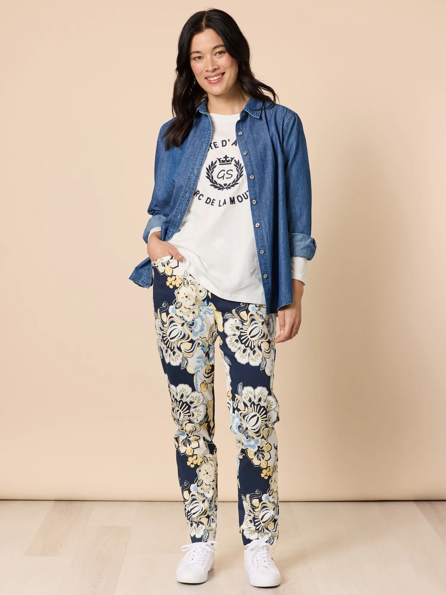 Cote D'Azur Embroidered Logo Long Sleeve Tee - Ivory - Image 2