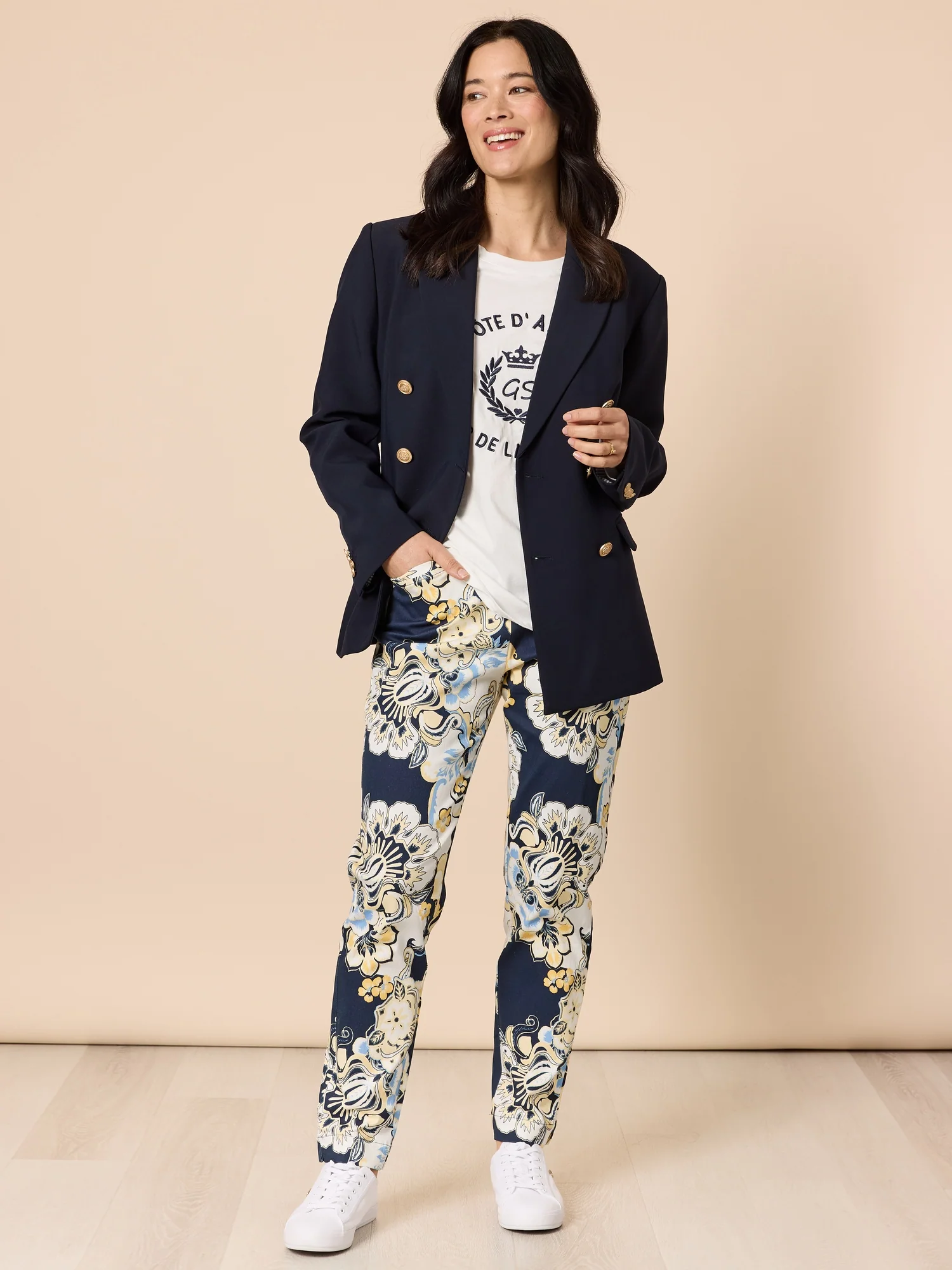 Cote D'Azur Embroidered Logo Long Sleeve Tee - Ivory - Image 6