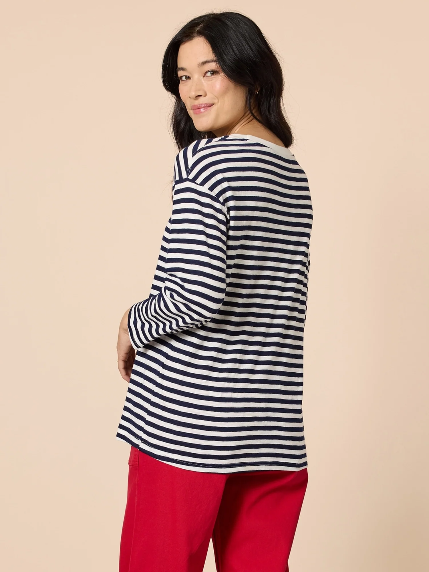 Cote D 'Azure Stripe Embroidered Cherry Tee - Navy/White - Image 4
