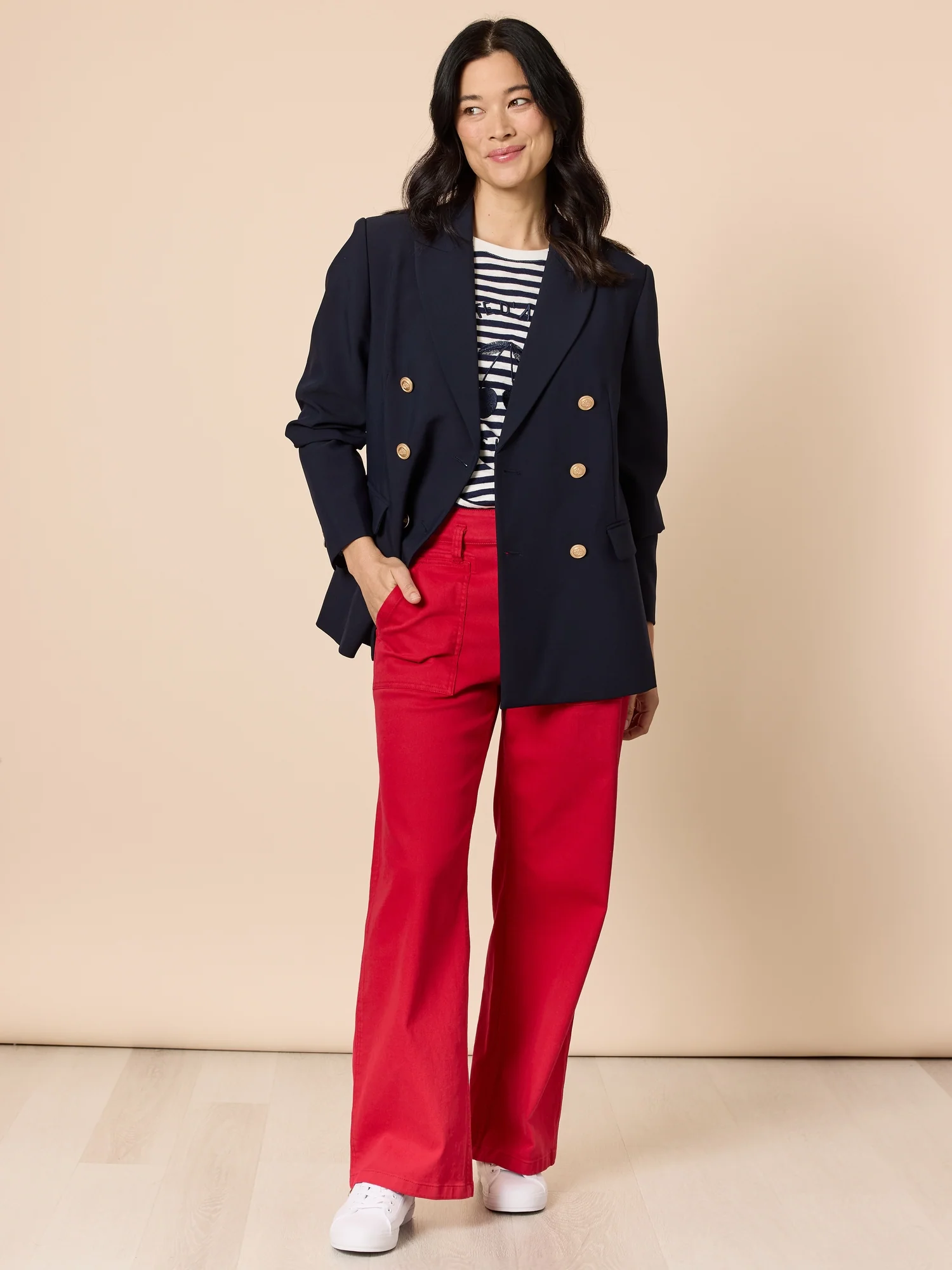 Cote D 'Azure Stripe Embroidered Cherry Tee - Navy/White - Image 6