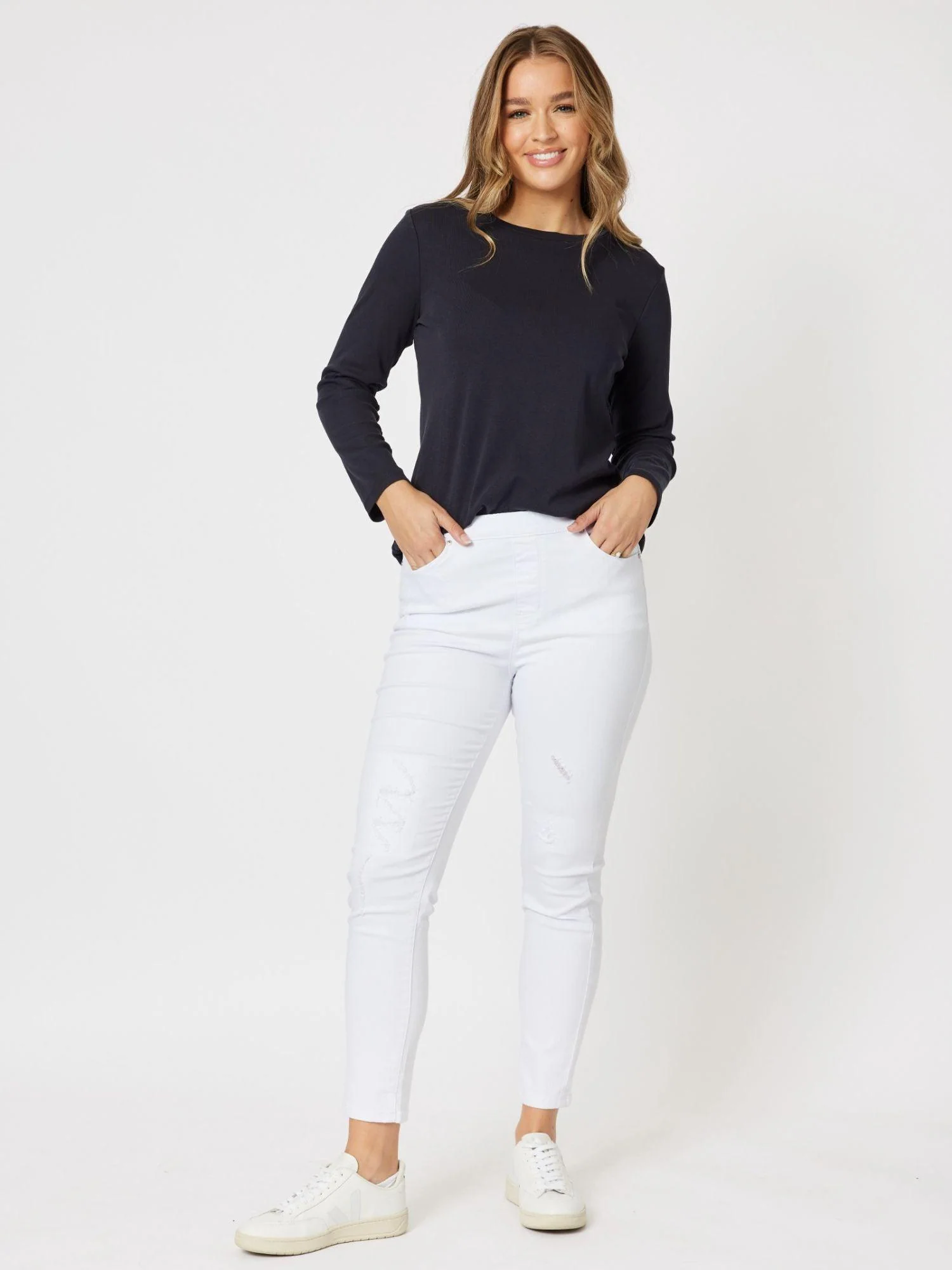 Heritage Long Sleeve Top - Navy - Image 4