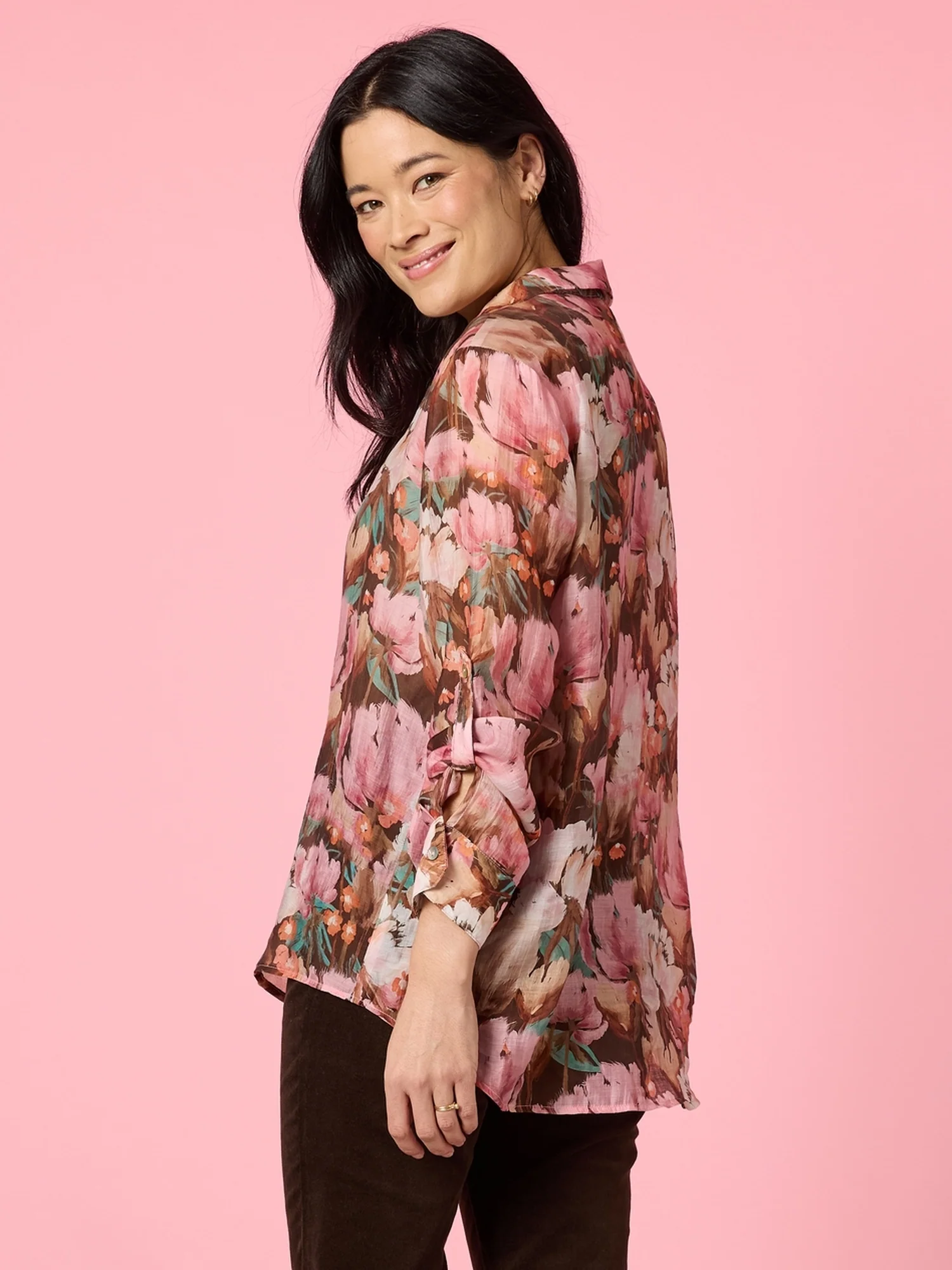 Dakota Floral Print Sheer Shirt - Blush Multi - Image 4