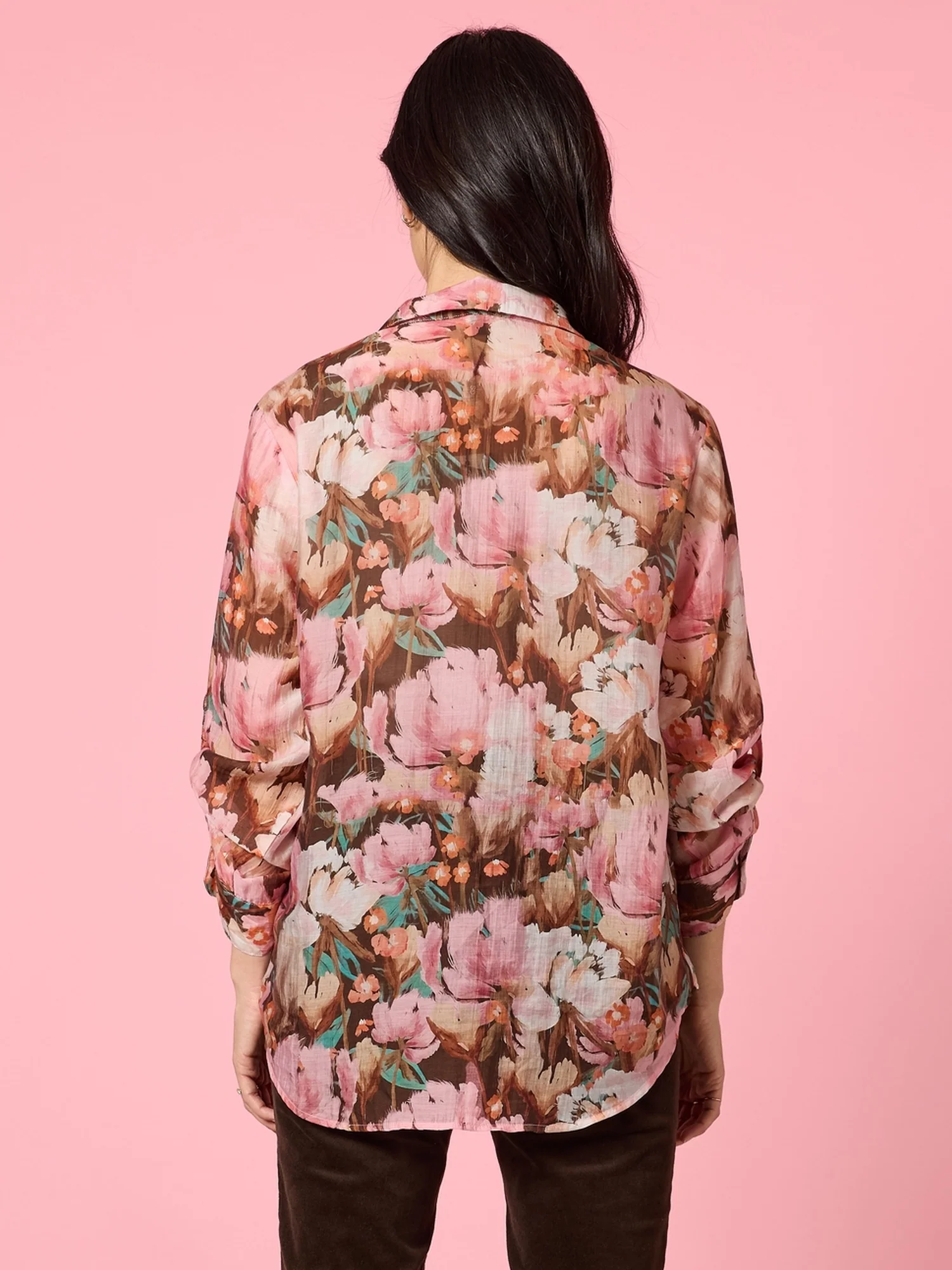 Dakota Floral Print Sheer Shirt - Blush Multi - Image 5