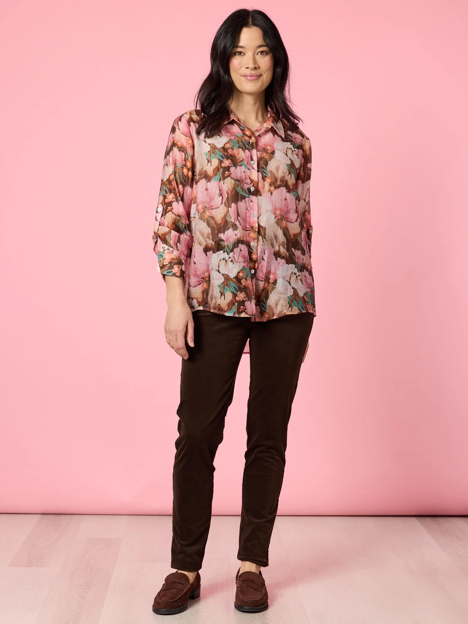Dakota Floral Print Sheer Shirt - Blush Multi - Image 7