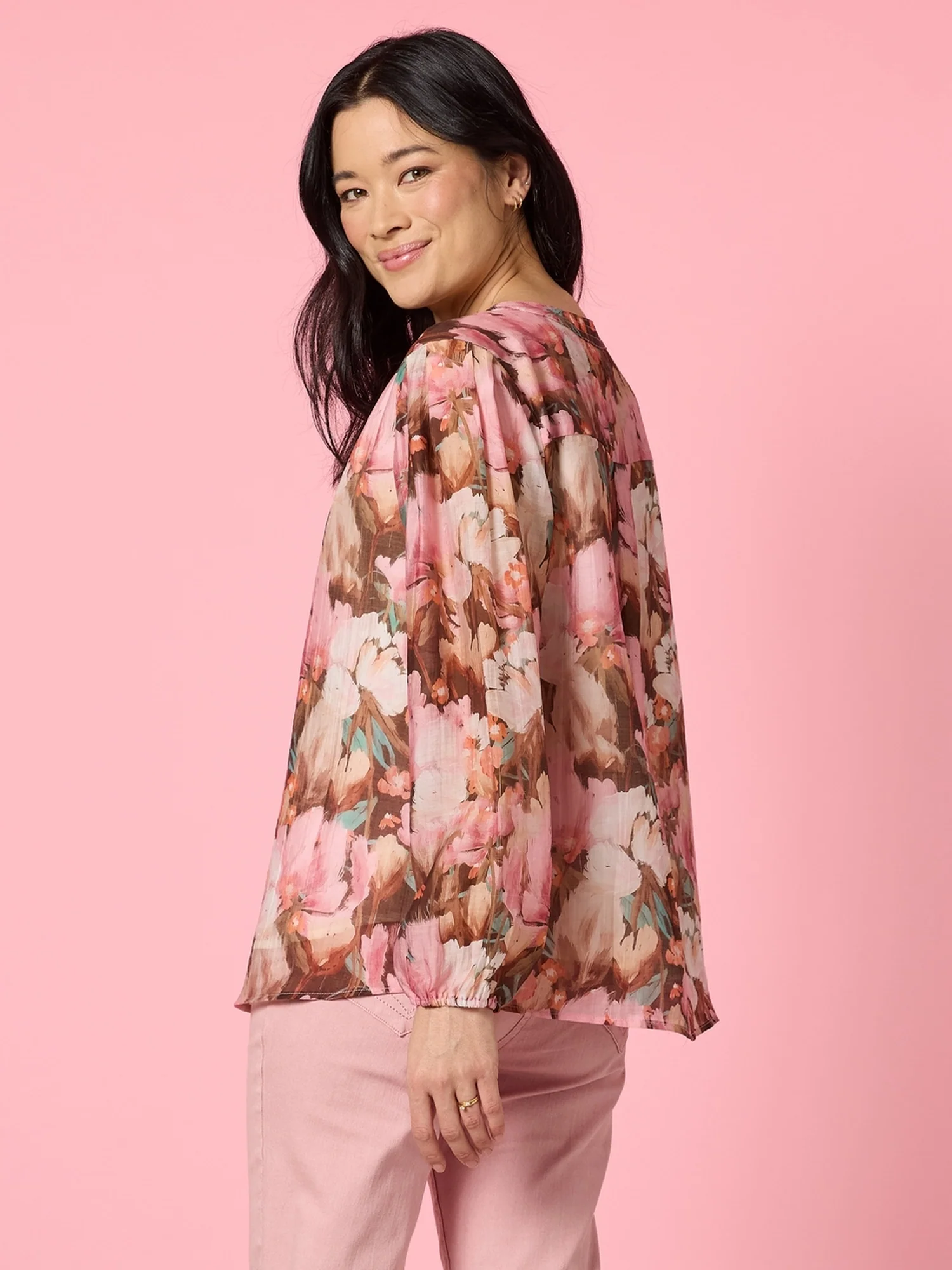 Dakota Floral Print Sheer Top - Blush Multi - Image 4