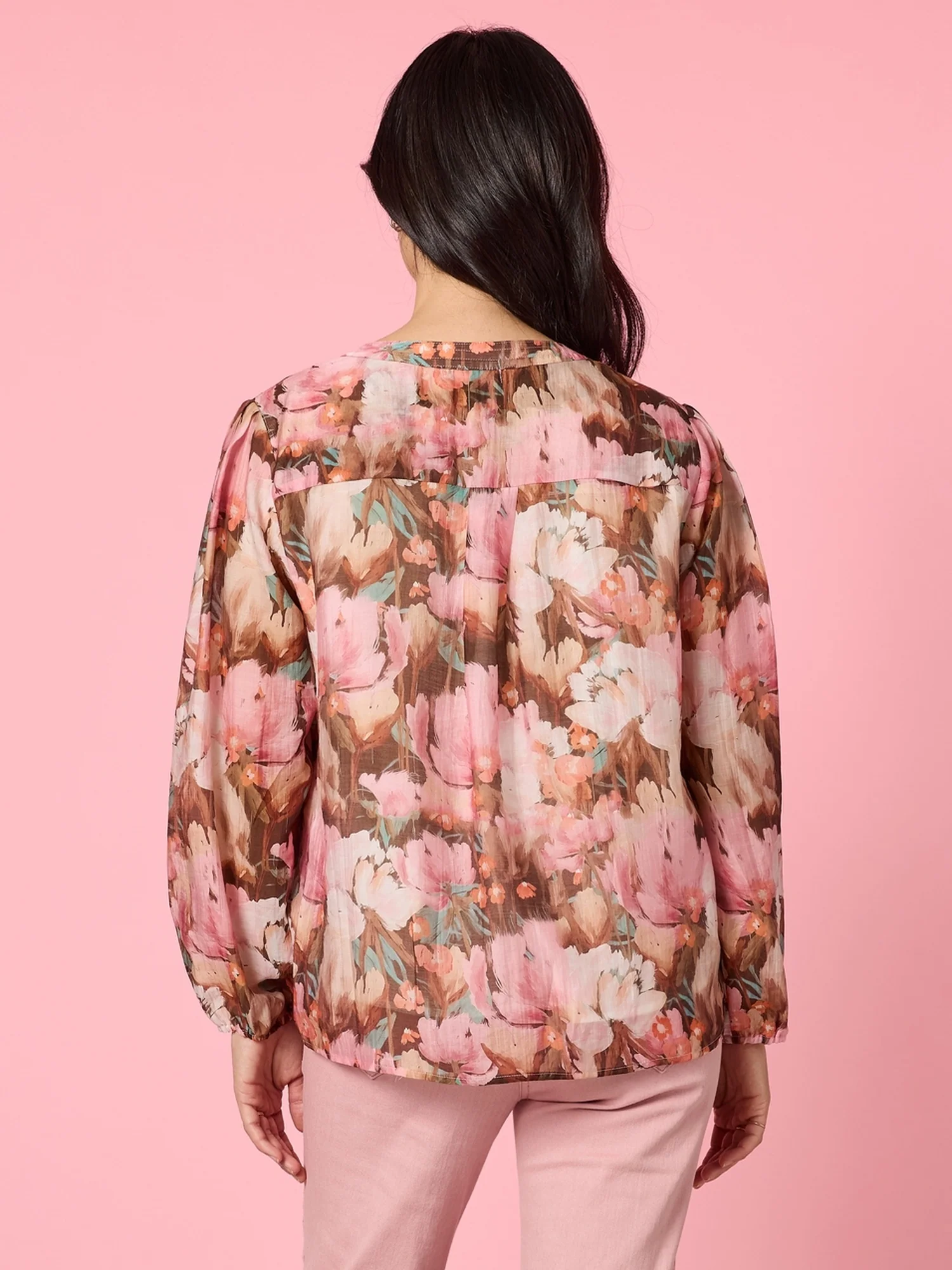 Dakota Floral Print Sheer Top - Blush Multi - Image 5