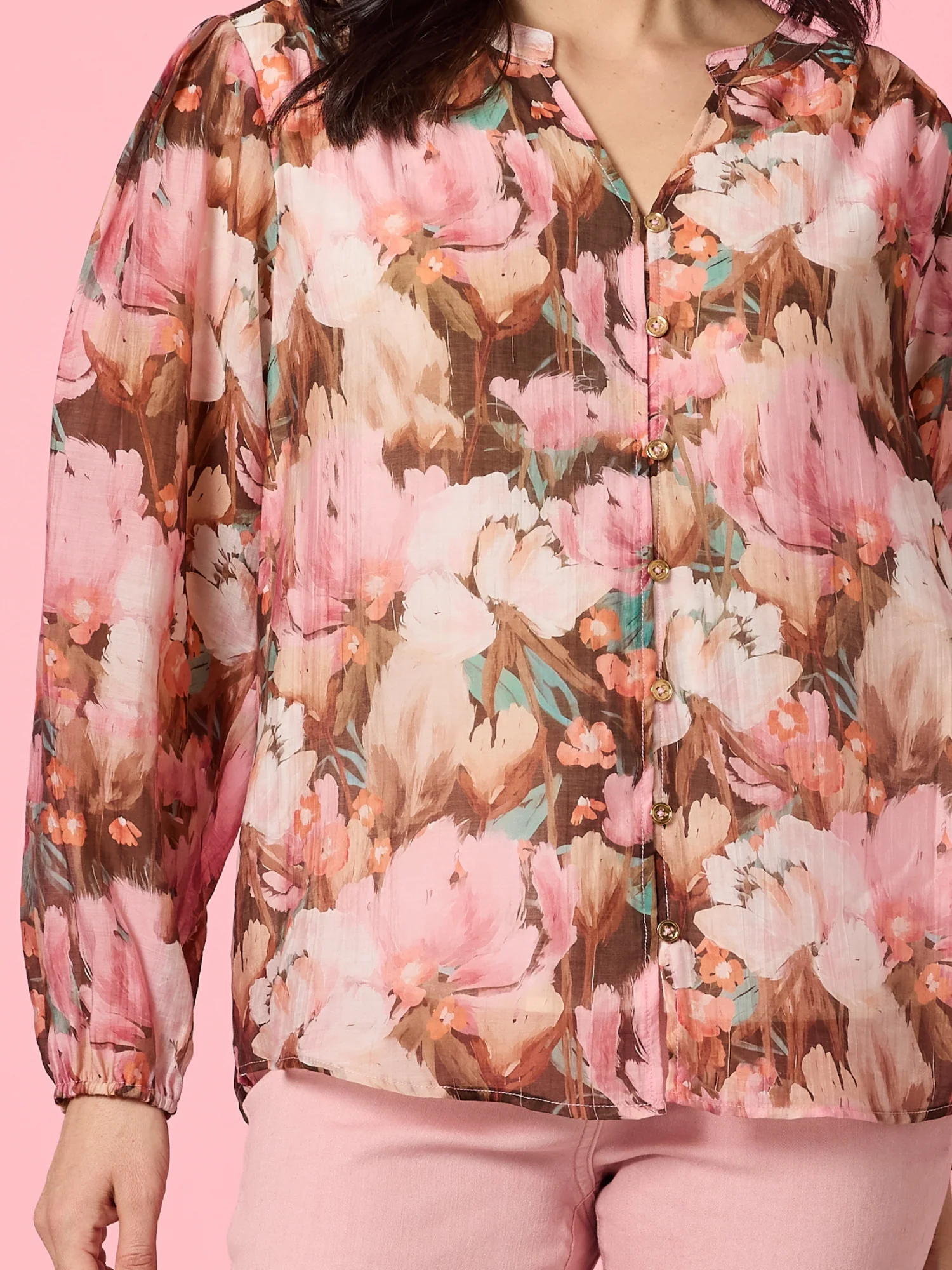 Dakota Floral Print Sheer Top - Blush Multi - Image 6