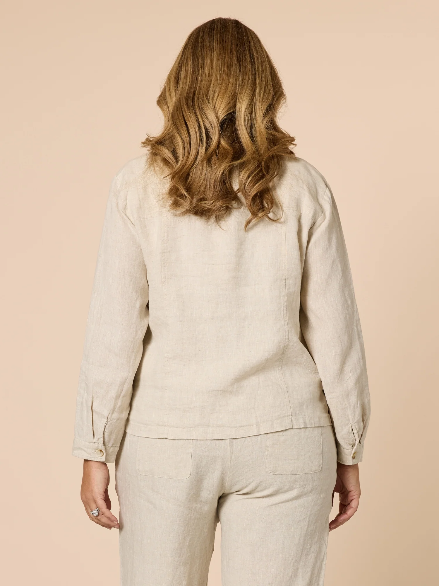 Danielle Linen Cropped Blazer - Natural - Image 7