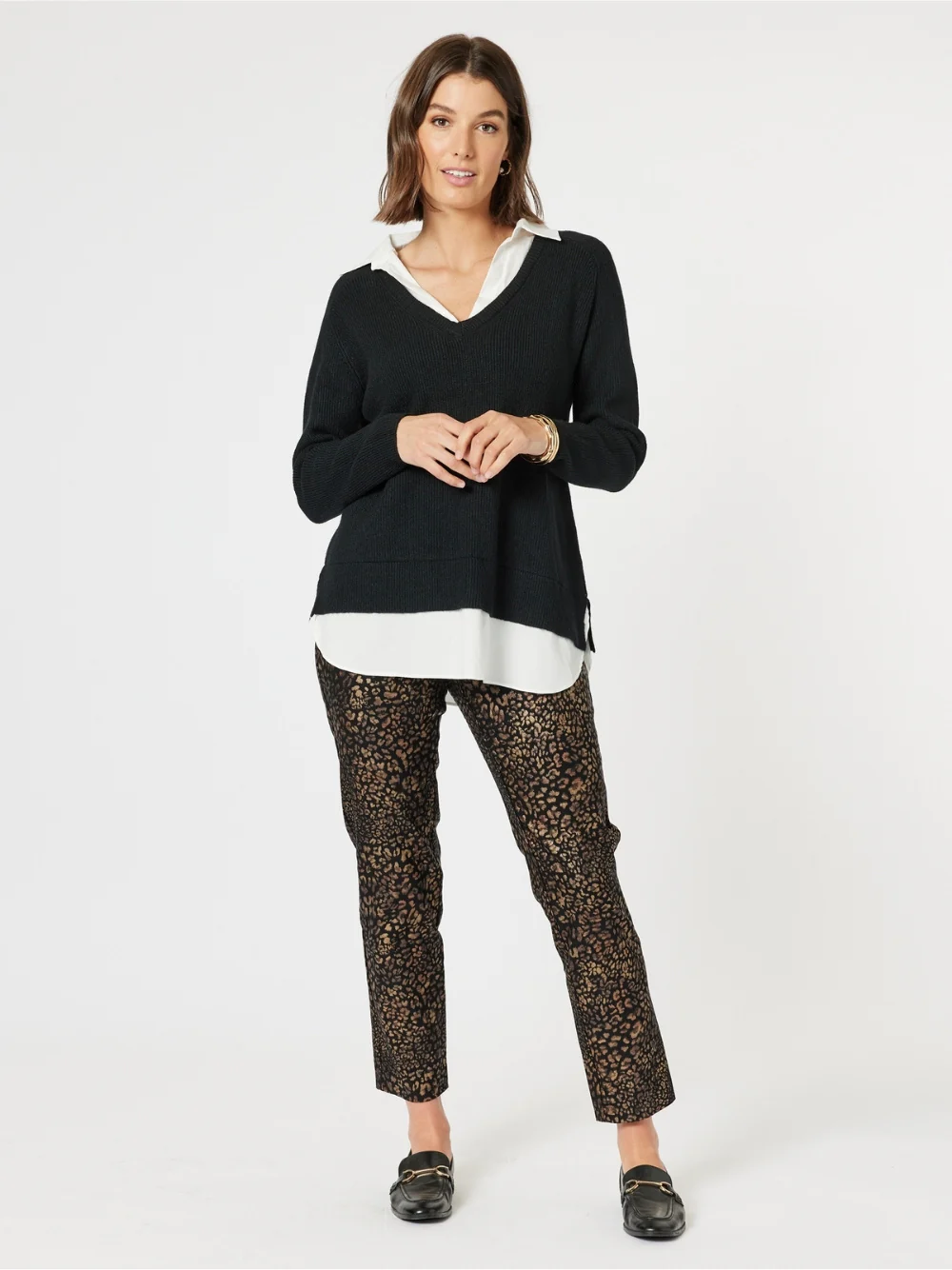 Deux V Neck Knit - Black - Image 2