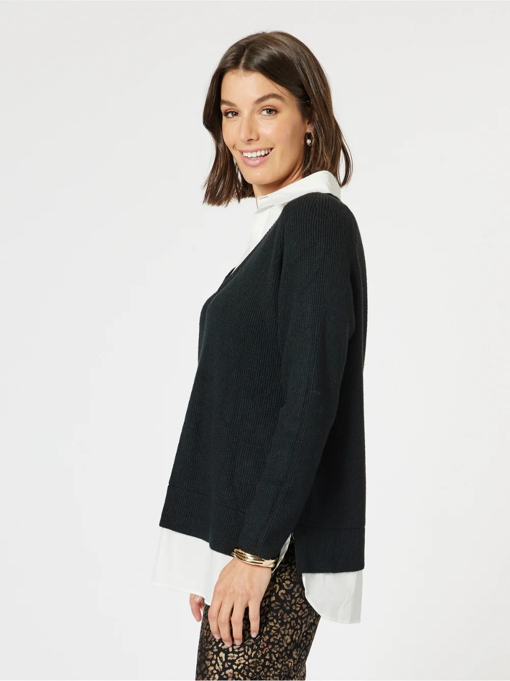 Deux V Neck Knit - Black - Image 3