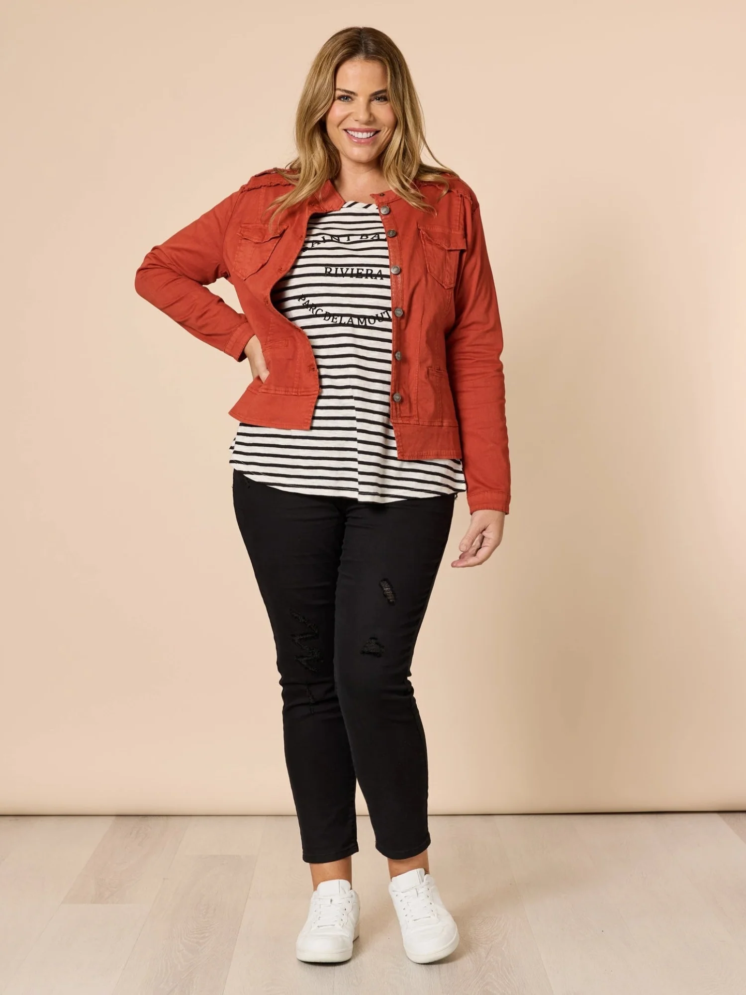 LA Distressed Pull On Stretch Denim Jean - Black - Image 7
