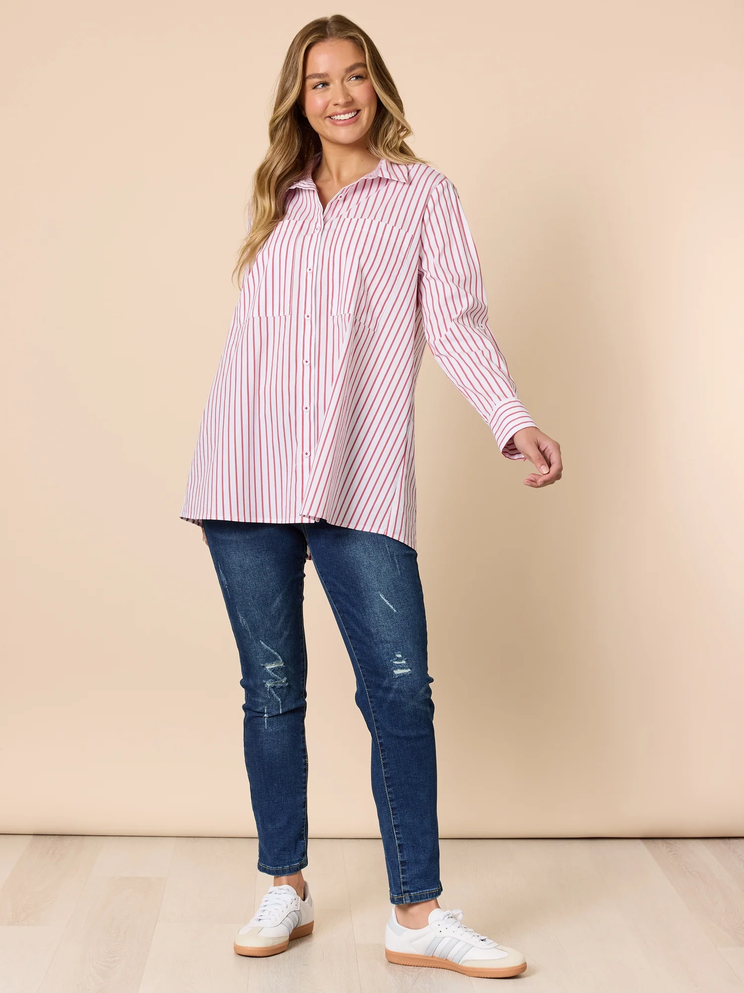 LA Distressed Pull On Stretch Denim Jean - Dark Denim - Image 13