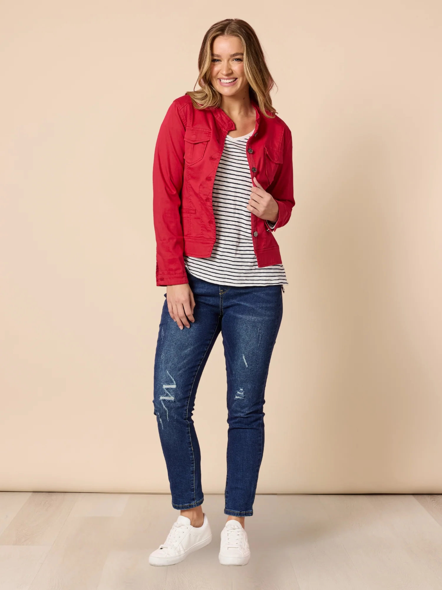 LA Distressed Pull On Stretch Denim Jean - Dark Denim - Image 9