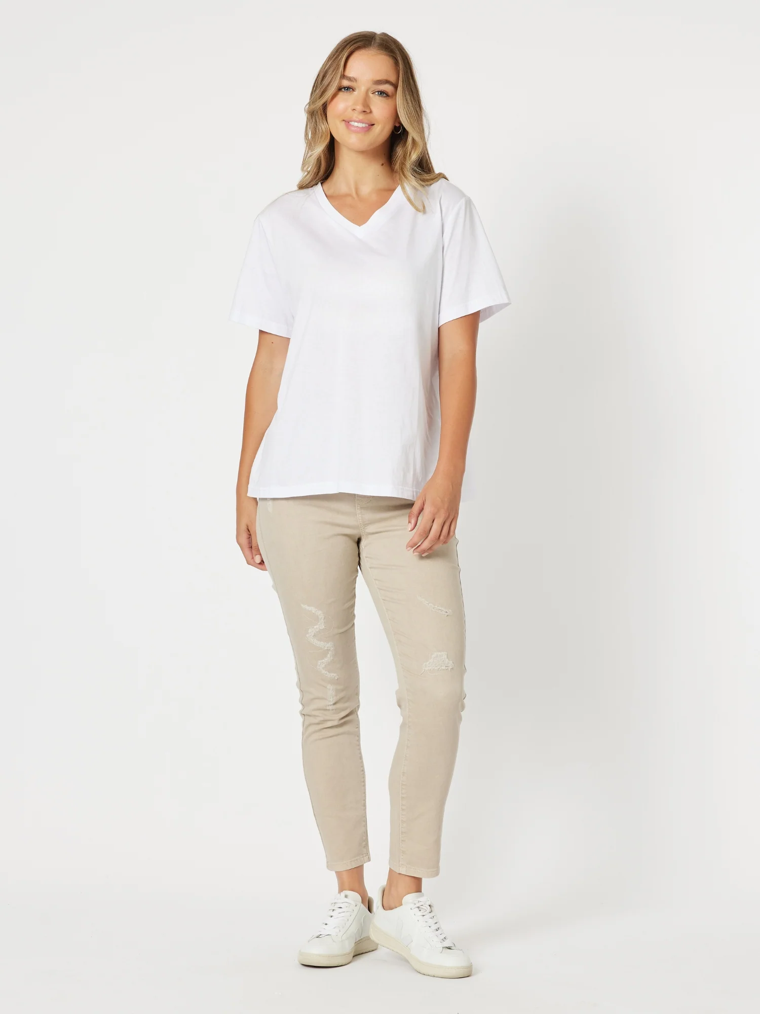 LA Distressed Pull On Stretch Denim Jean - Natural - Image 8