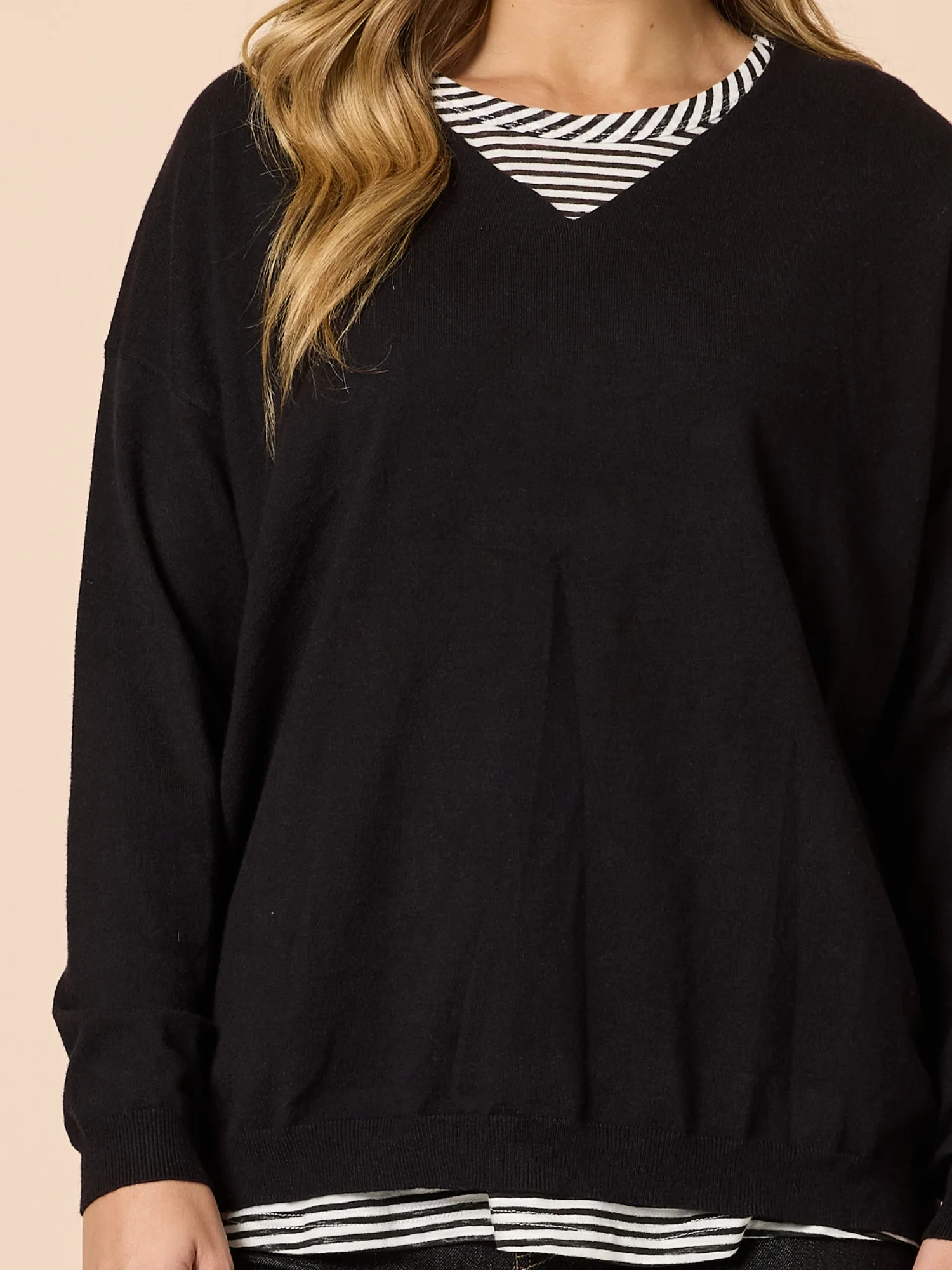 Double Take 2 in 1 Stripe Top - Black/White - Image 3