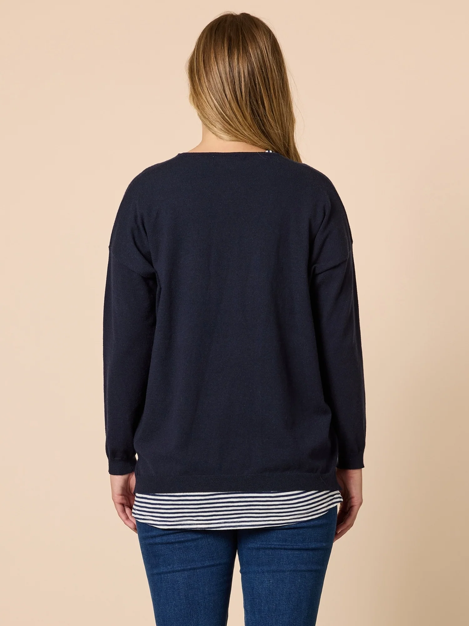 Double Take 2 in 1 Stripe Top - Navy/White - Image 3