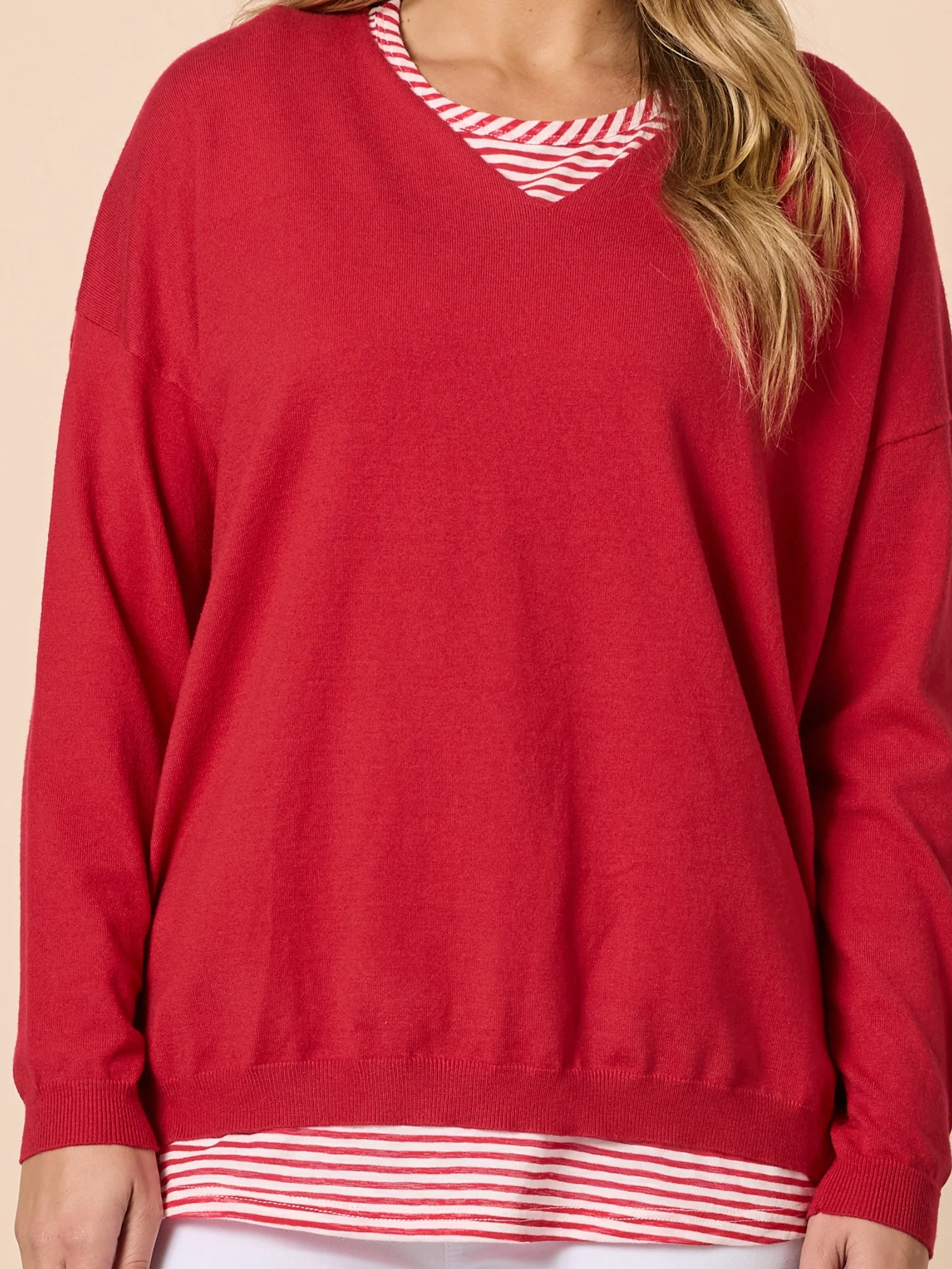 Double Take 2 in 1 Stripe Top - Red/White - Image 5
