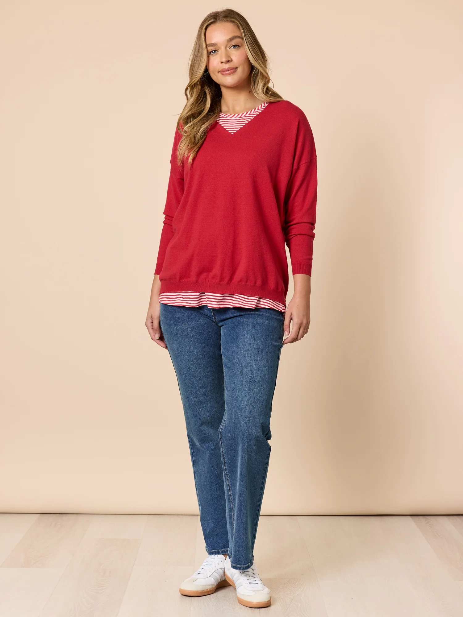 Double Take 2 in 1 Stripe Top - Red/White - Image 6