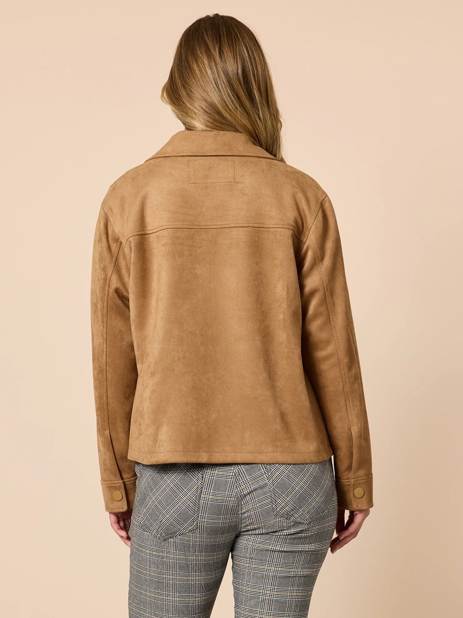 Downtown Faux Suede Jacket - Caramel - Image 4