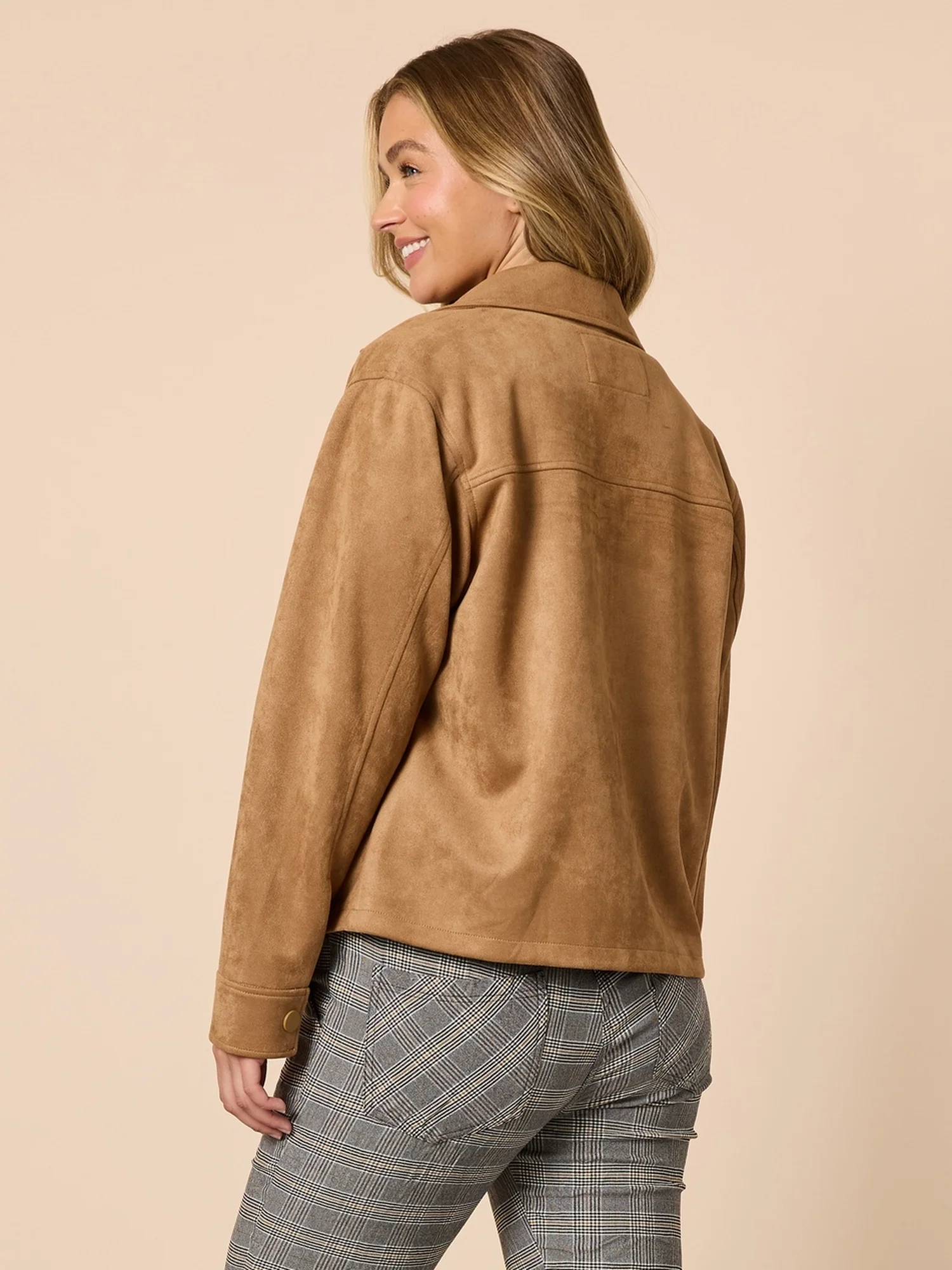 Downtown Faux Suede Jacket - Caramel - Image 6
