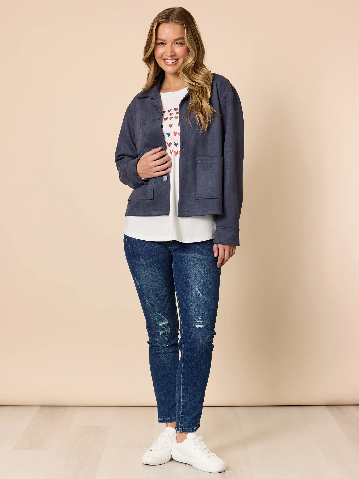 Downtown Faux Suede Jacket - Indigo - Image 2